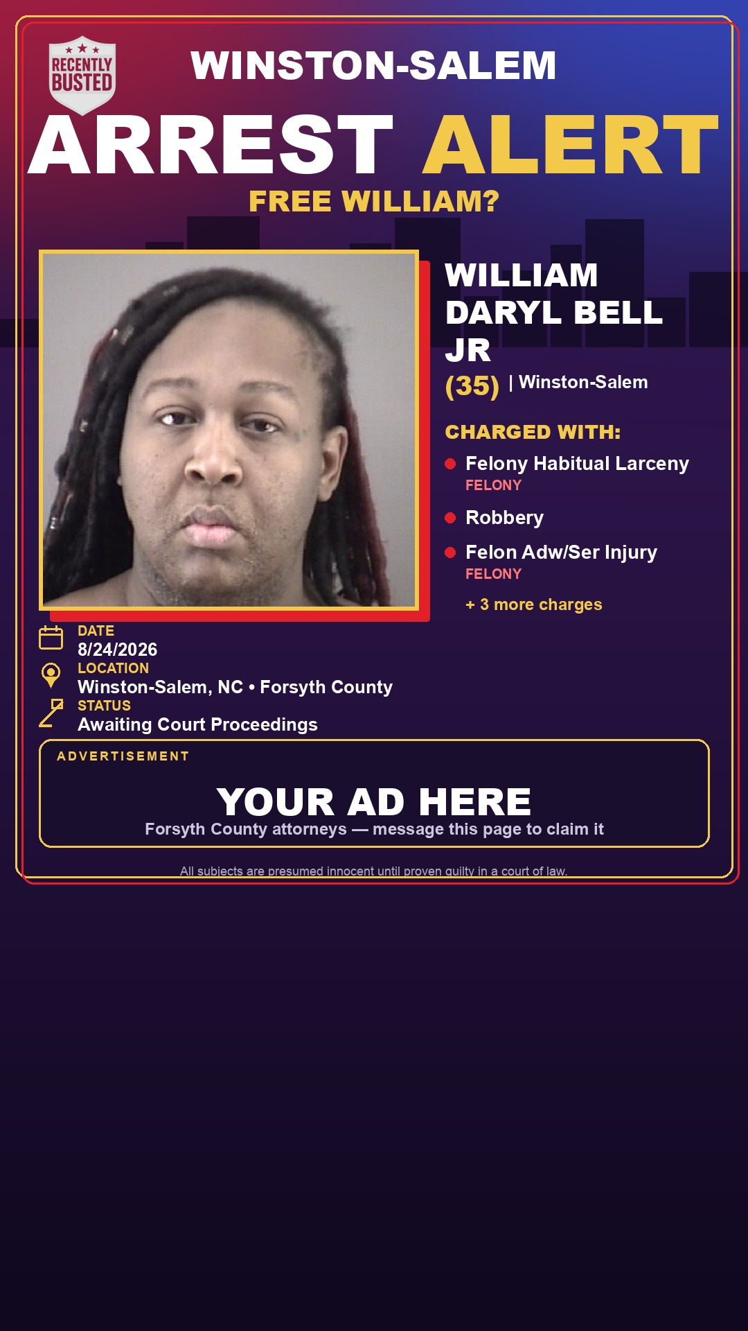 Arrest report - WILLIAM DARYL BELL JR