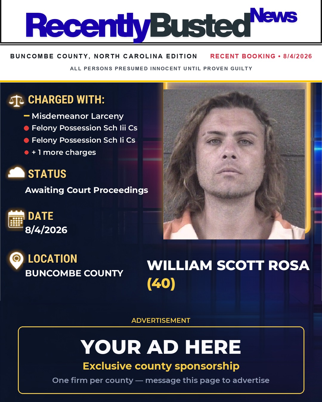 Arrest report - WILLIAM SCOTT ROSA