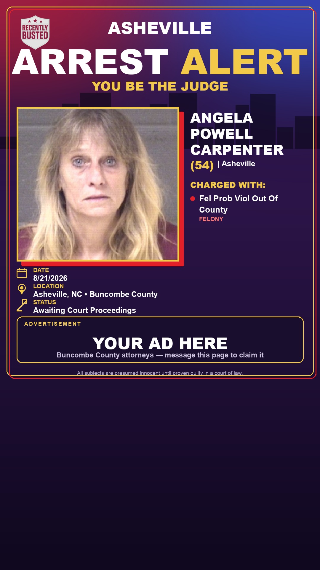 Arrest report - ANGELA POWELL CARPENTER