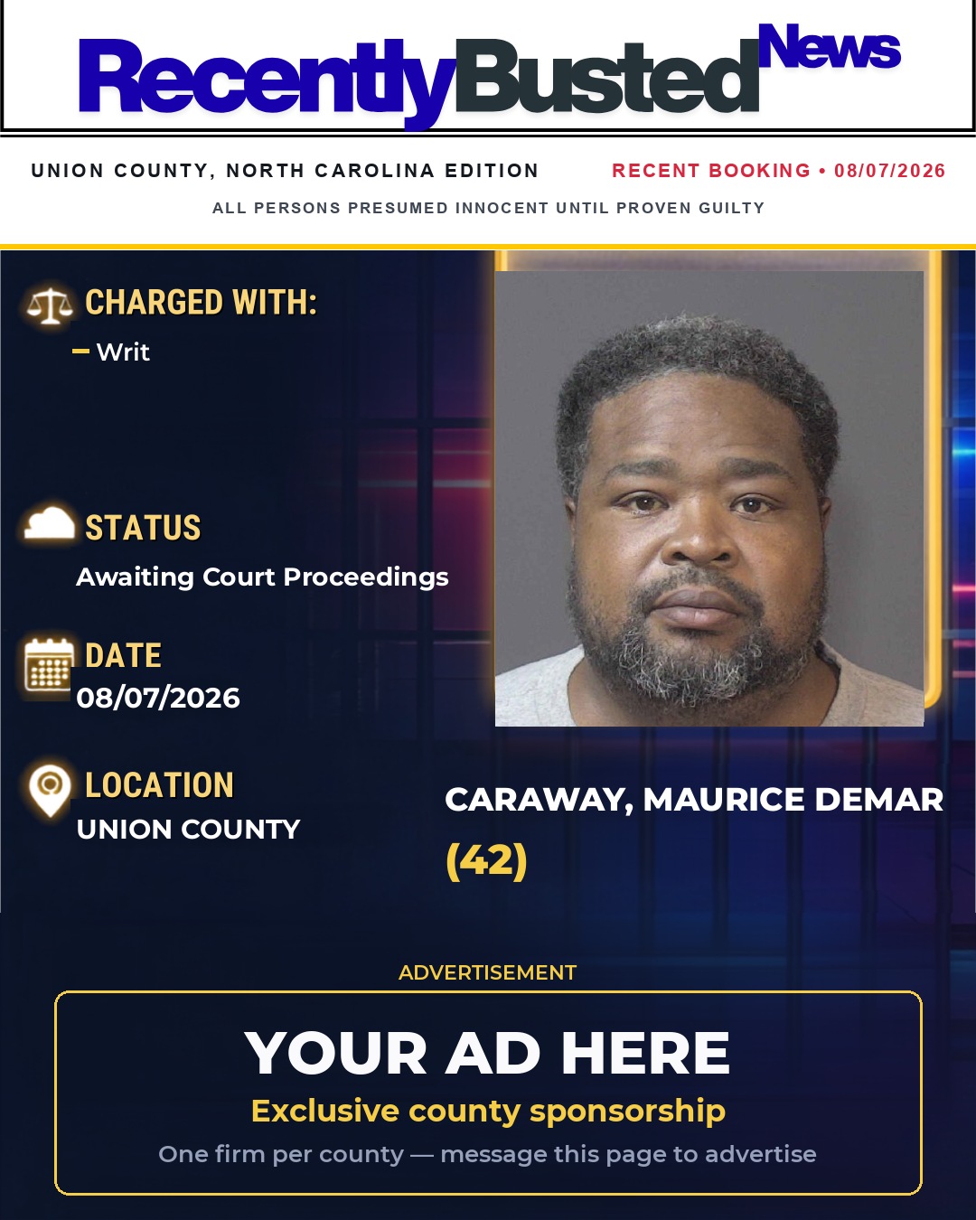 Arrest report - CARAWAY, MAURICE DEMAR