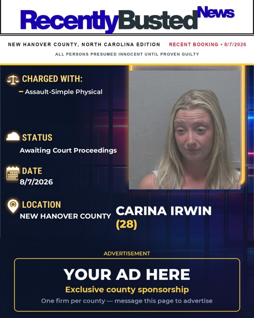 Arrest report — CARINA IRWIN