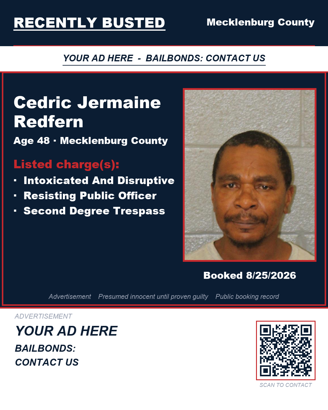 Arrest report - CEDRIC JERMAINE REDFERN