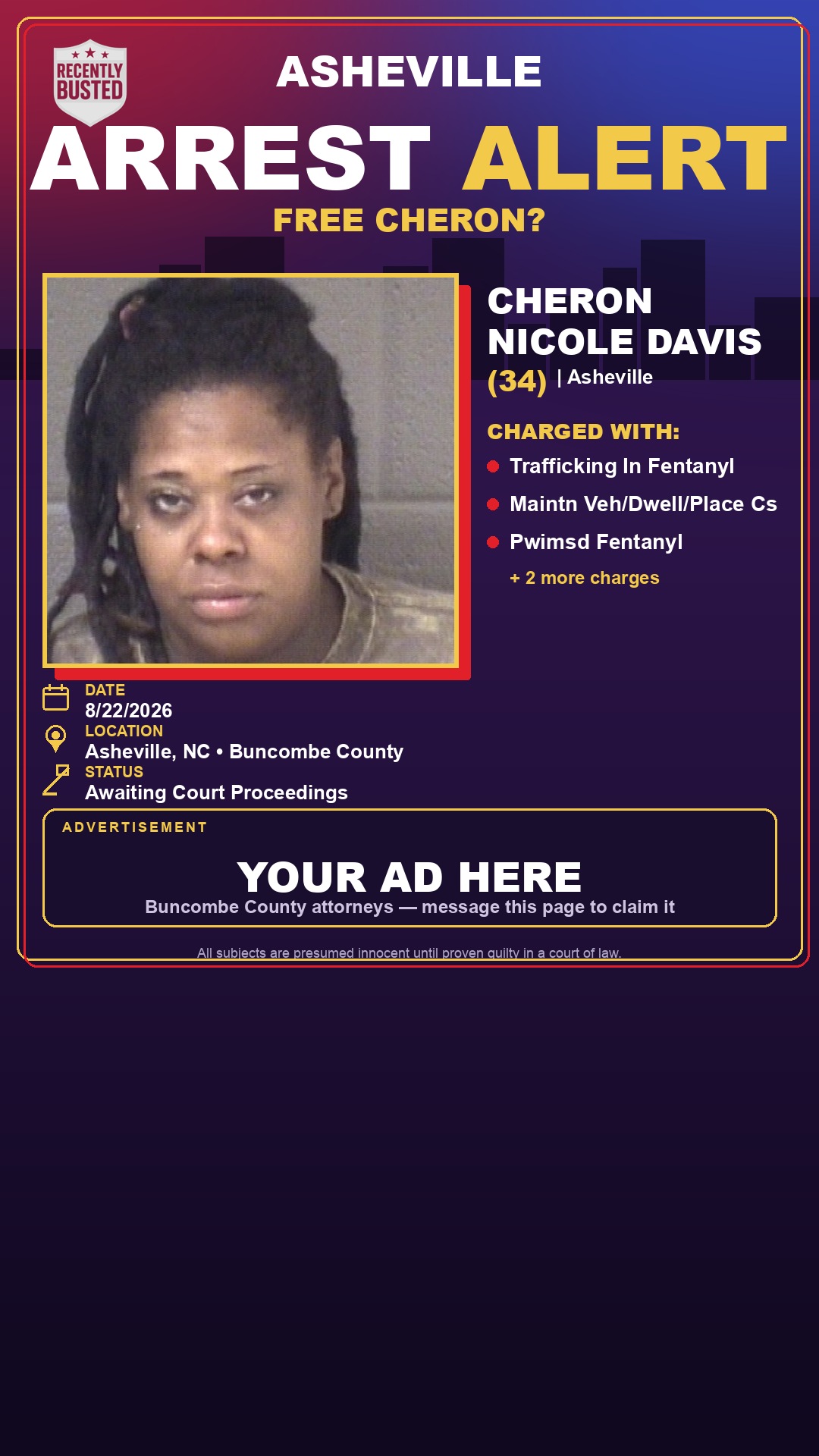 Arrest report - CHERON NICOLE DAVIS