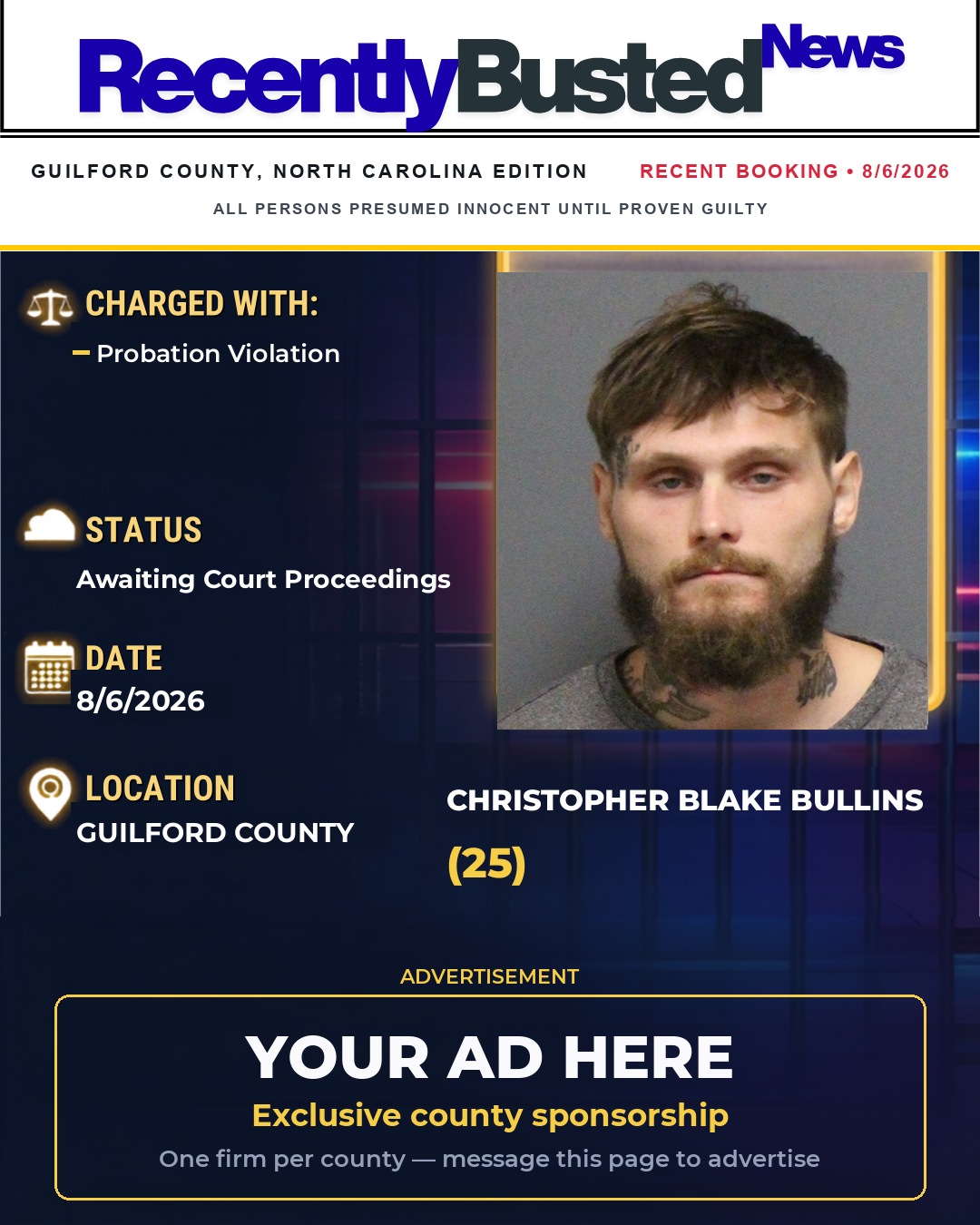 Arrest report - CHRISTOPHER BLAKE BULLINS