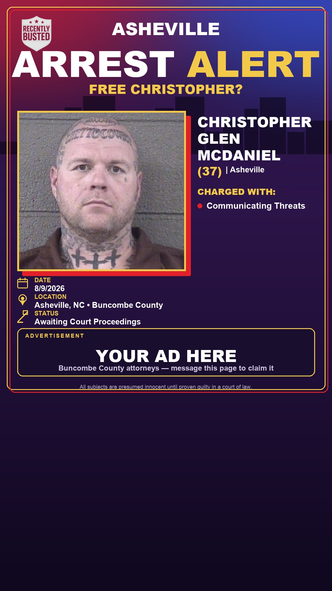 Arrest report - CHRISTOPHER GLEN MCDANIEL