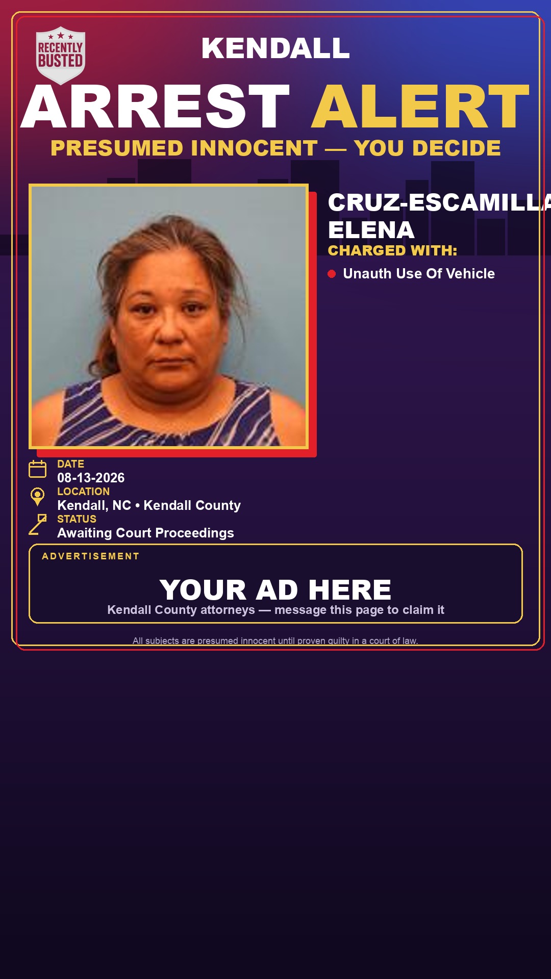 Arrest report - Cruz-Escamilla, Elena
