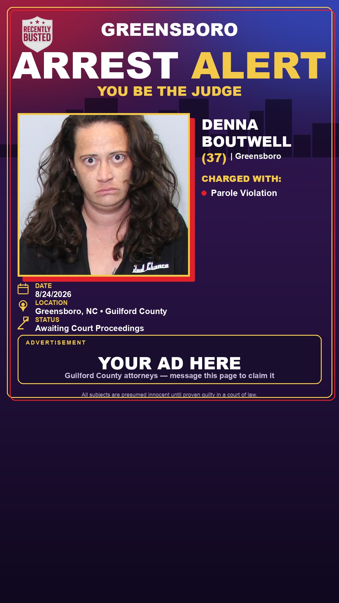 Arrest report - DENNA BOUTWELL