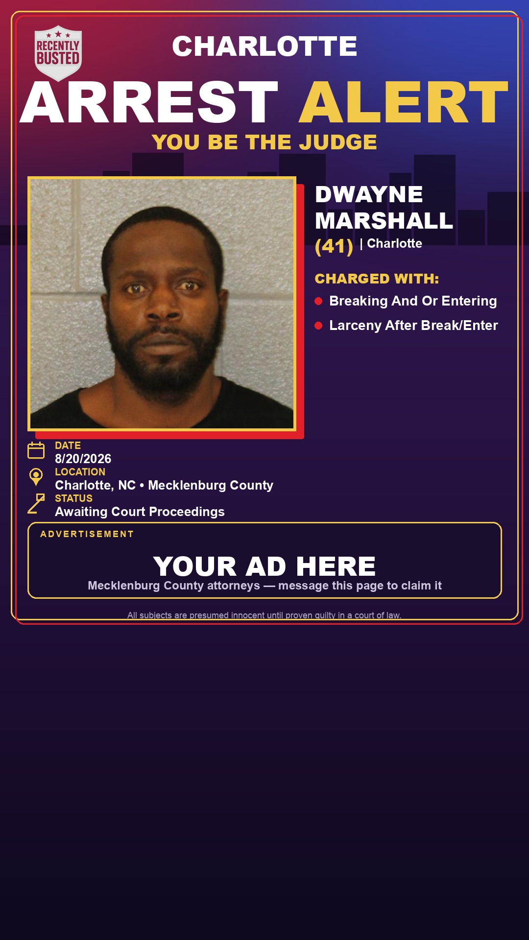 Arrest report - DWAYNE MARSHALL