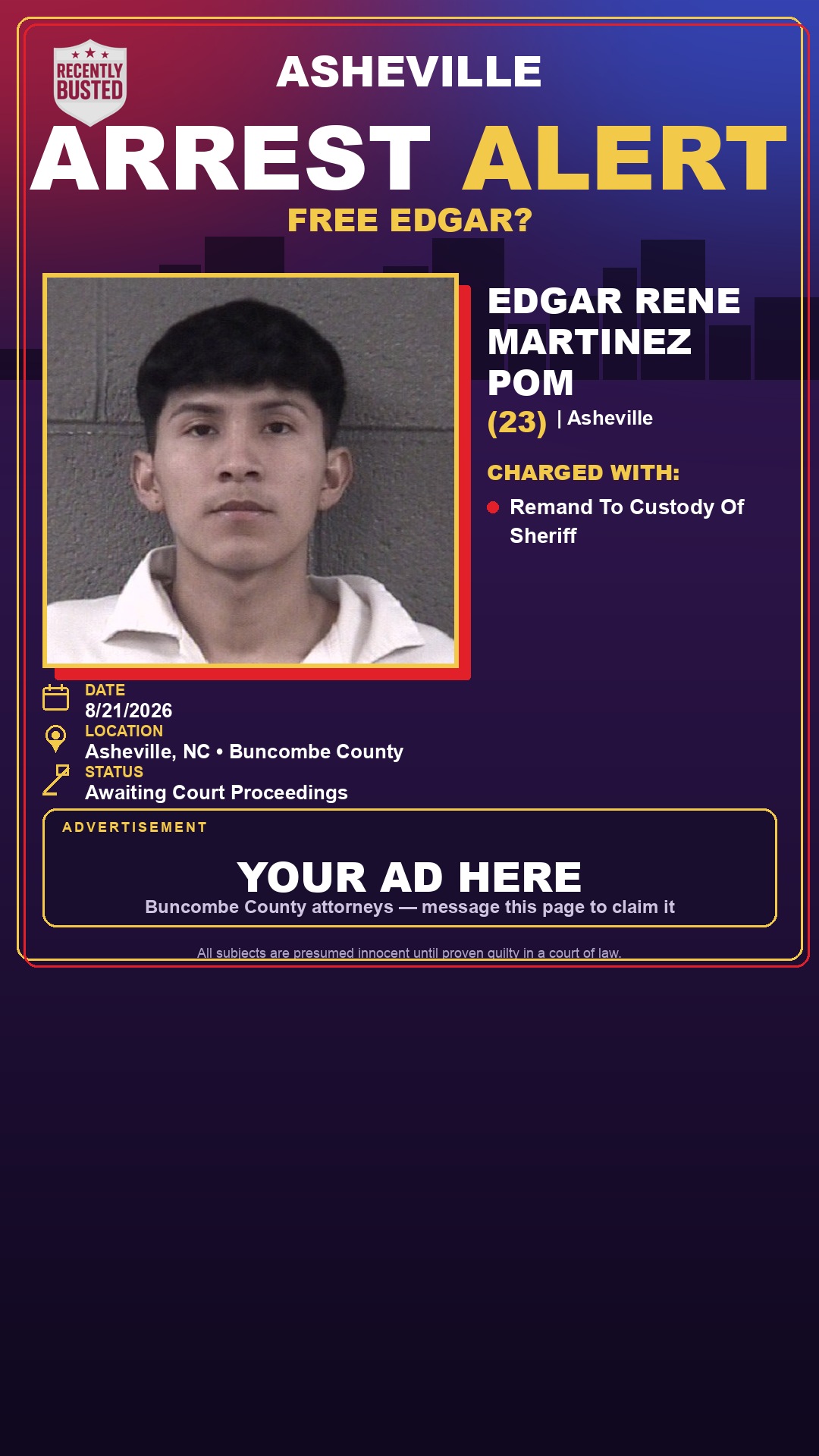Arrest report - EDGAR RENE MARTINEZ POM