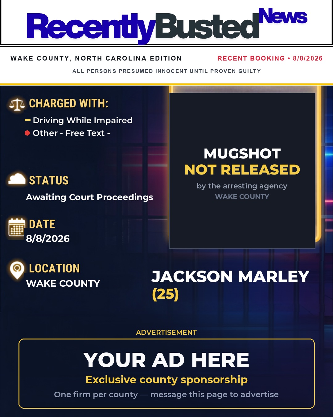 Arrest report - JACKSON MARLEY
