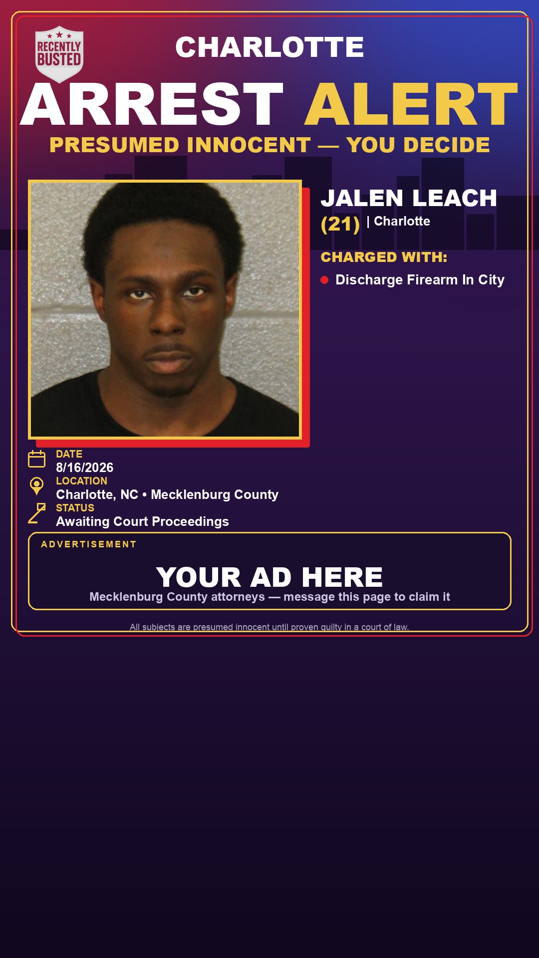Arrest report - JALEN LEACH