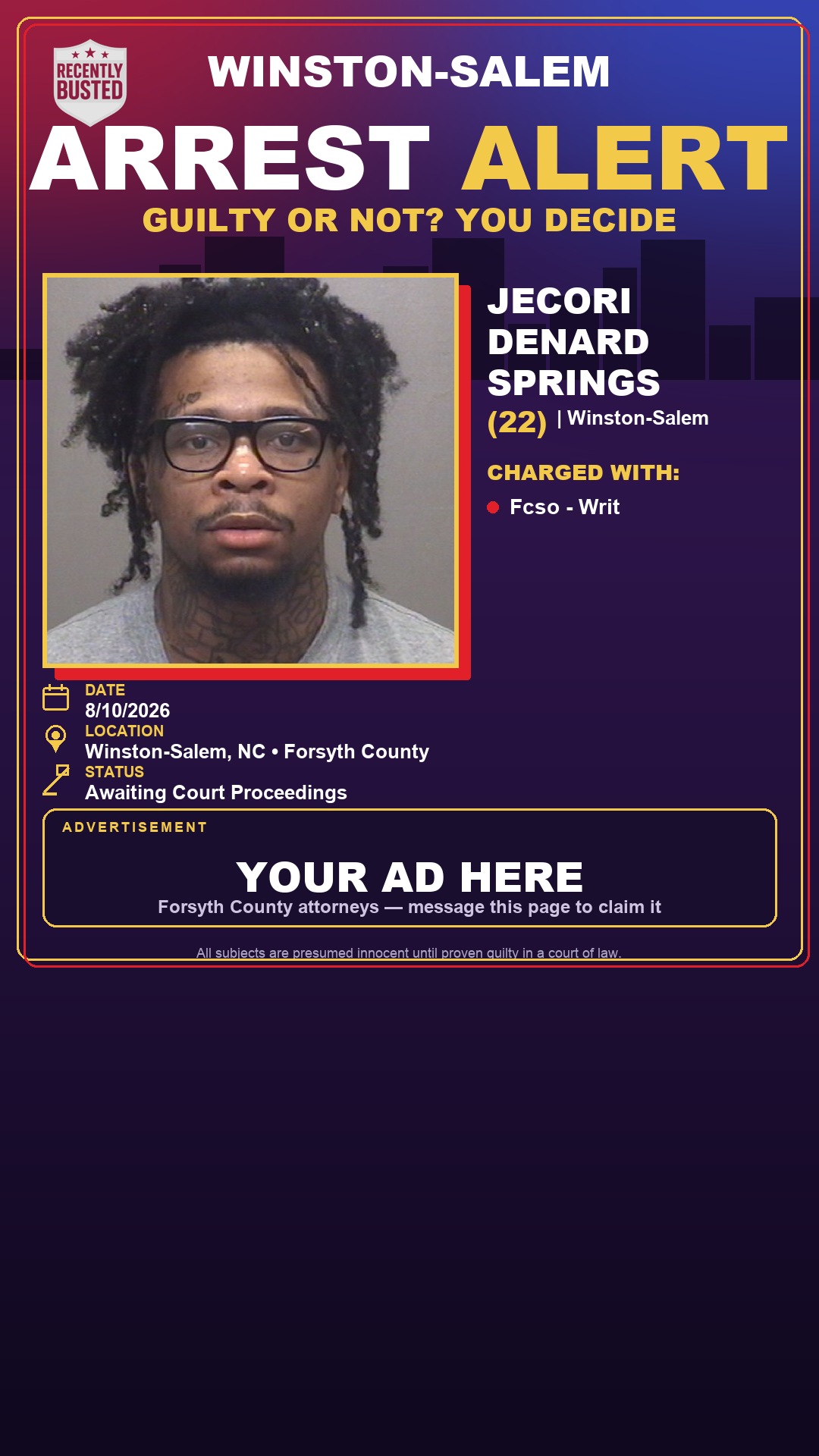 Arrest report - JECORI DENARD SPRINGS