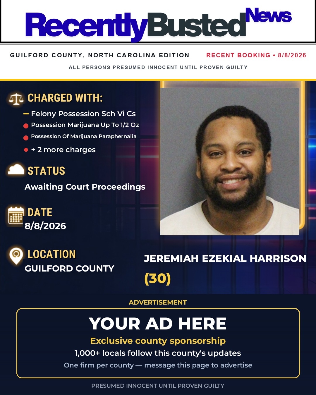 Arrest report - JEREMIAH EZEKIAL HARRISON