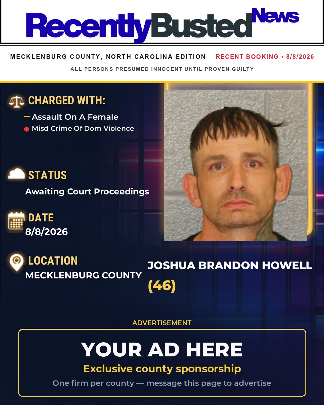 Arrest report - JOSHUA BRANDON HOWELL