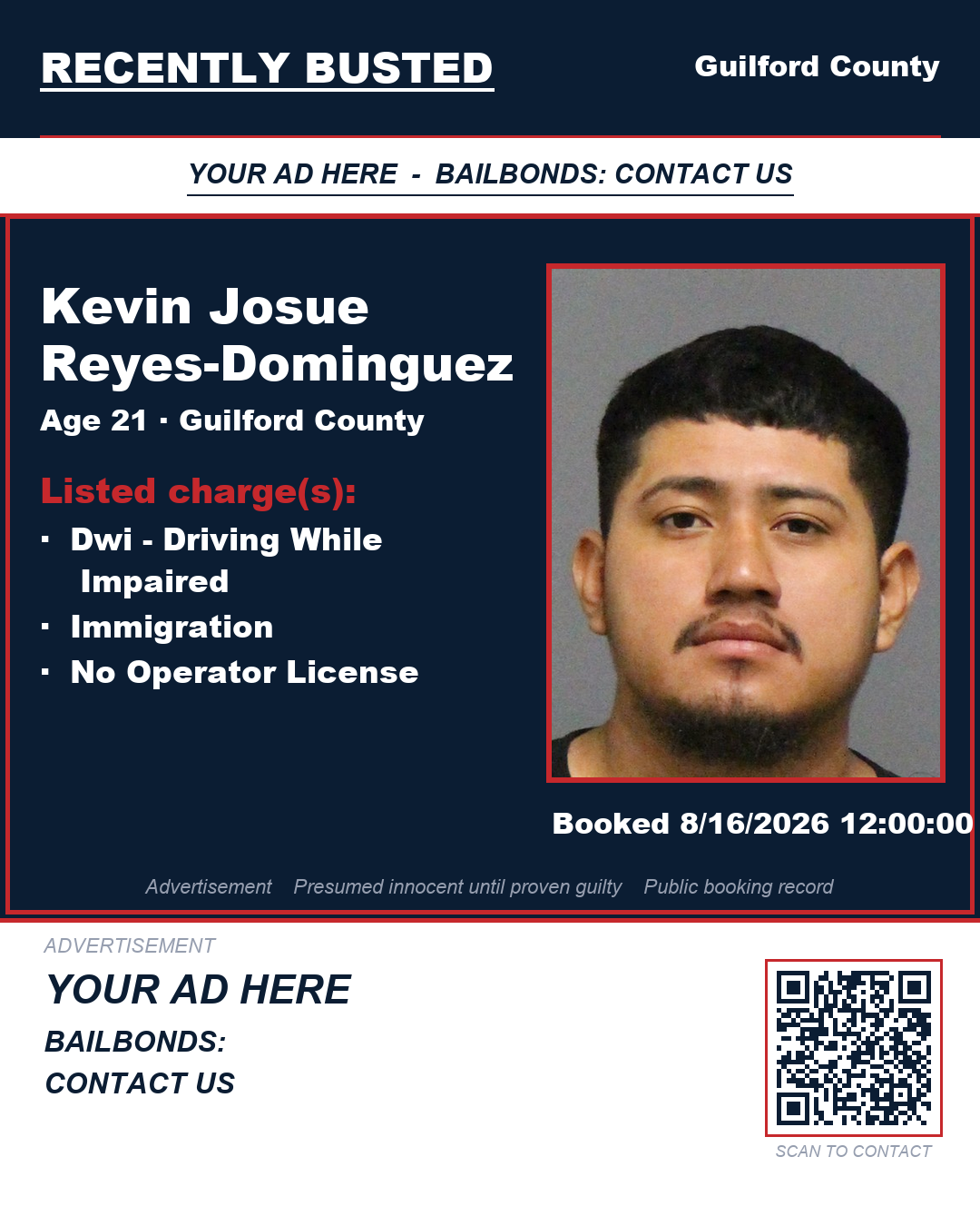Arrest report - KEVIN JOSUE REYES-DOMINGUEZ