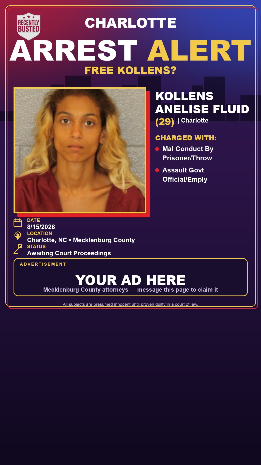 Arrest report - KOLLENS ANELISE FLUID