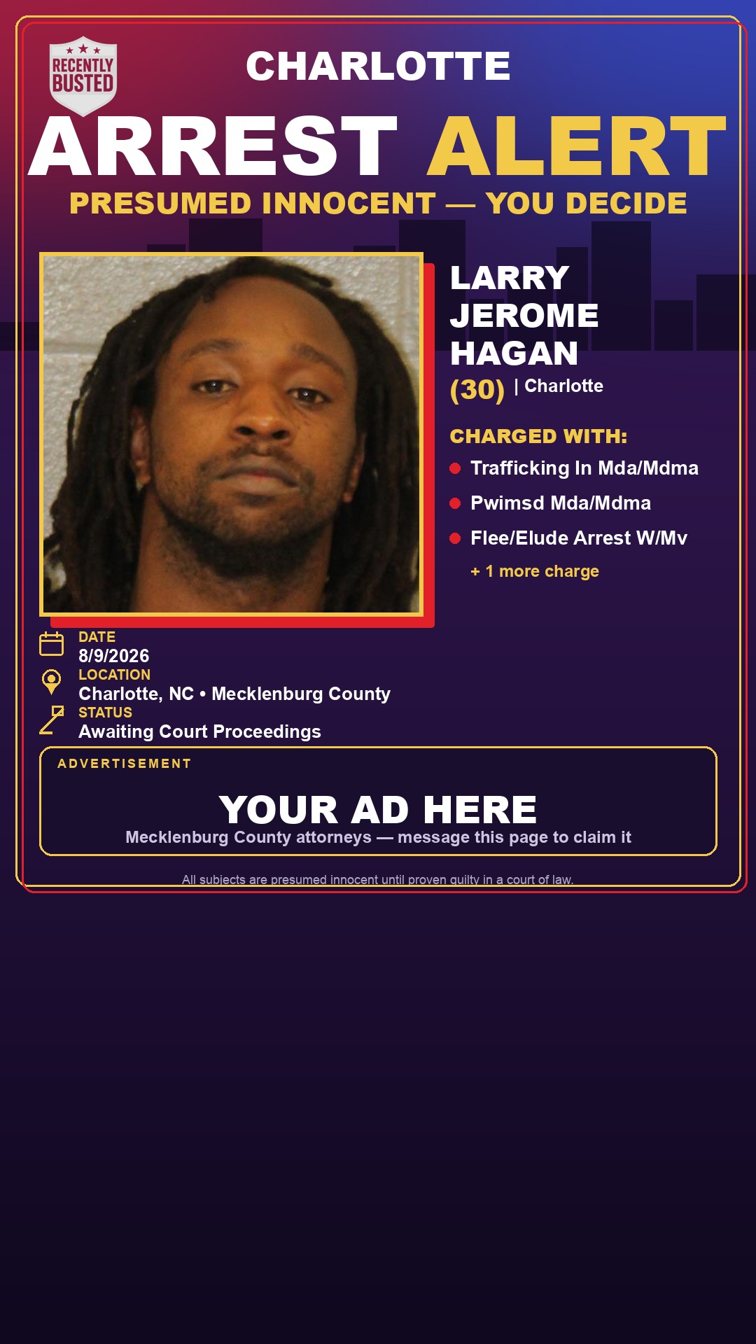 Arrest report - LARRY JEROME HAGAN