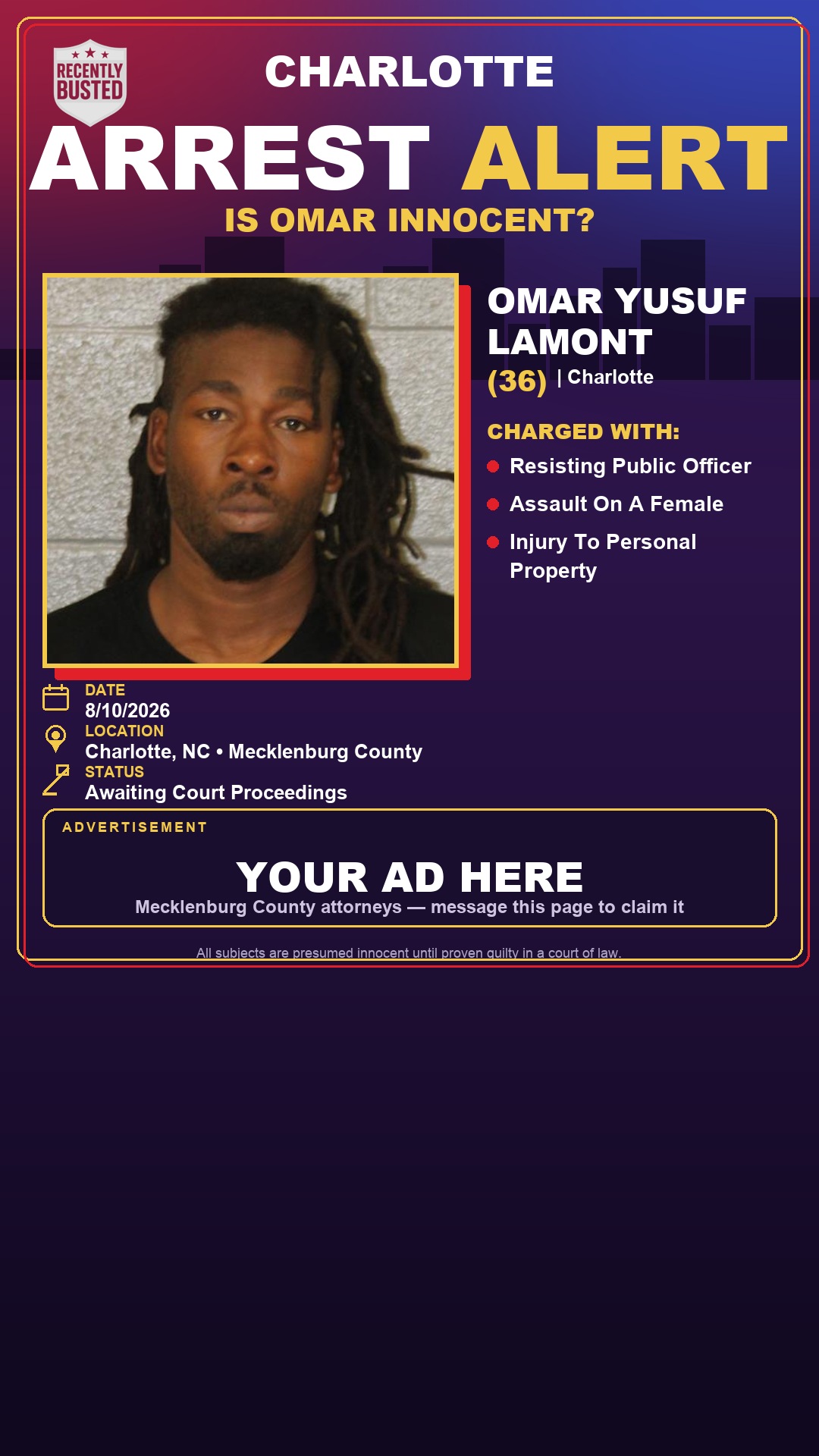 Arrest report - OMAR YUSUF LAMONT