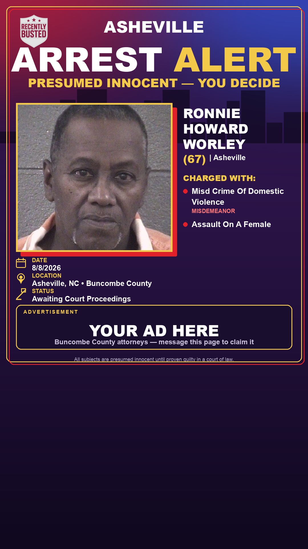 Arrest report - RONNIE HOWARD WORLEY