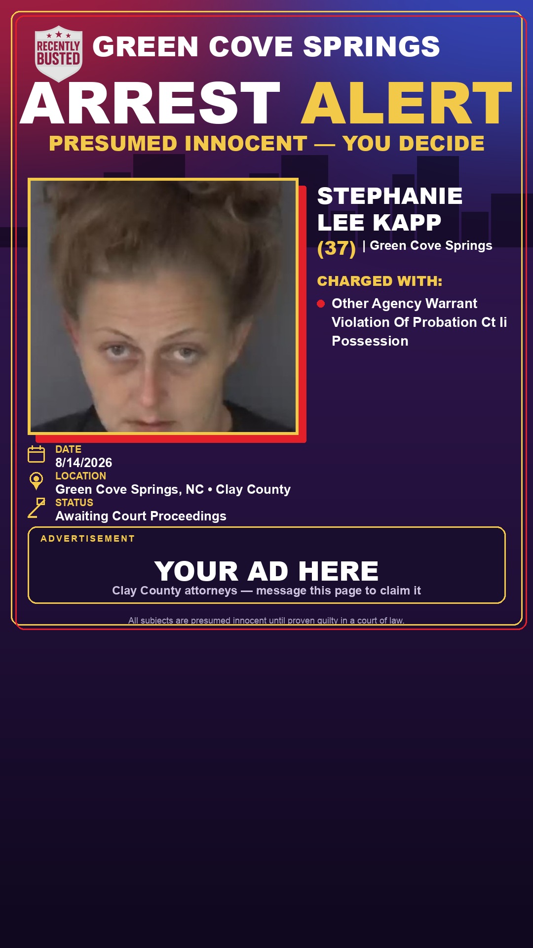 Arrest report - STEPHANIE LEE KAPP