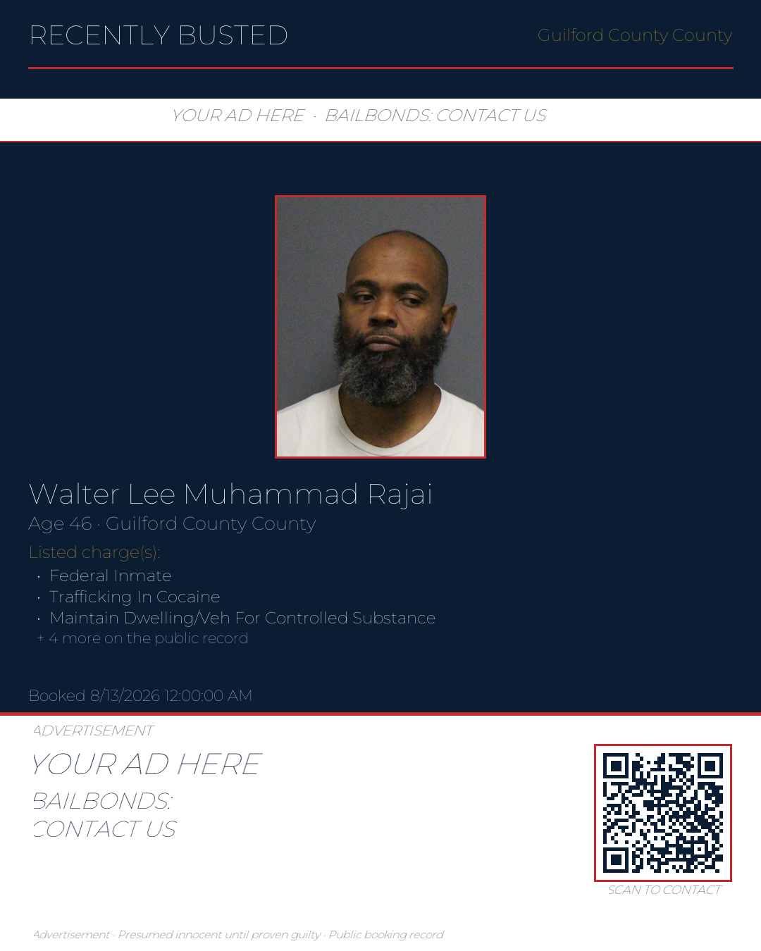 Arrest report - WALTER LEE MUHAMMAD RAJAI