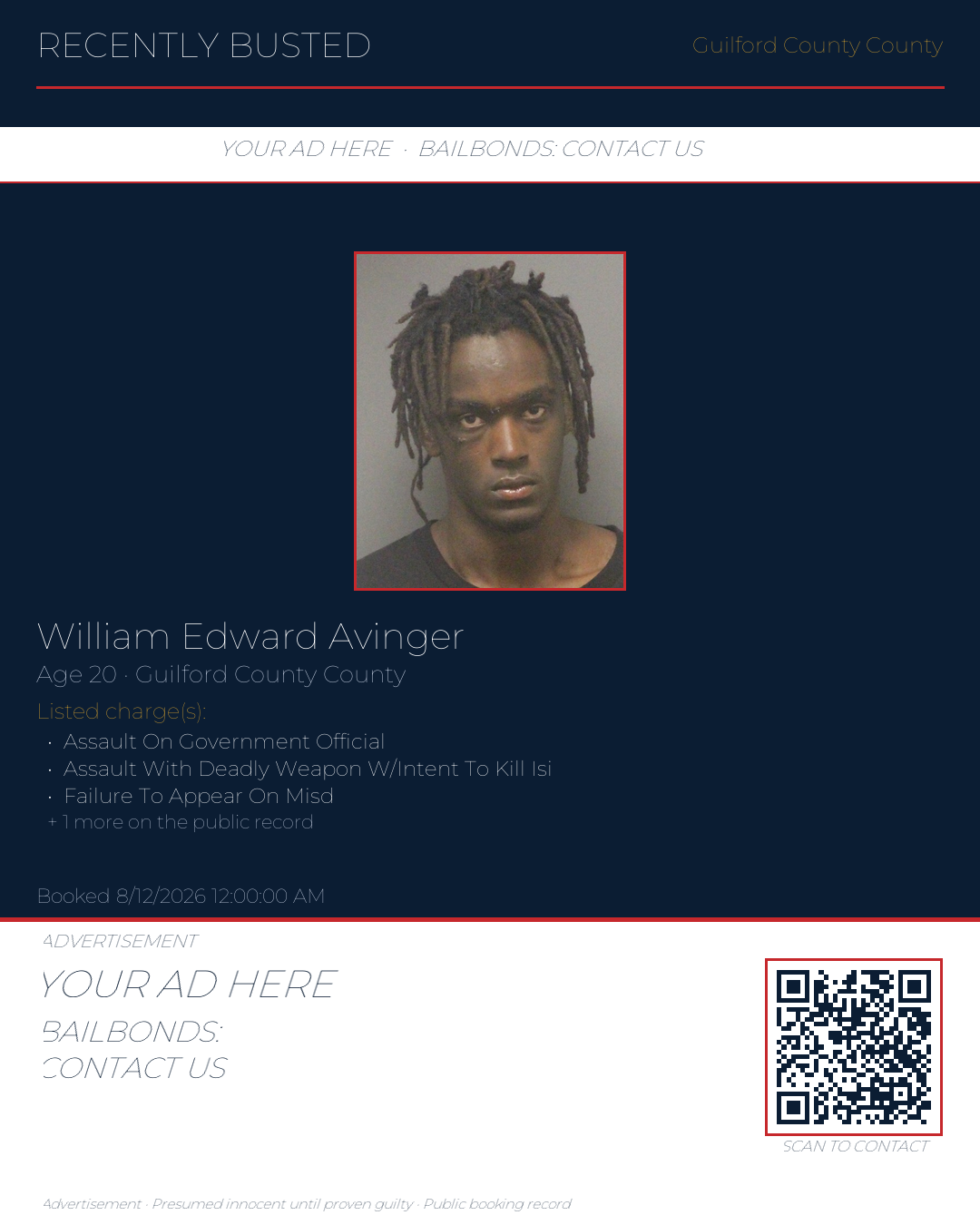 Arrest report - WILLIAM EDWARD AVINGER