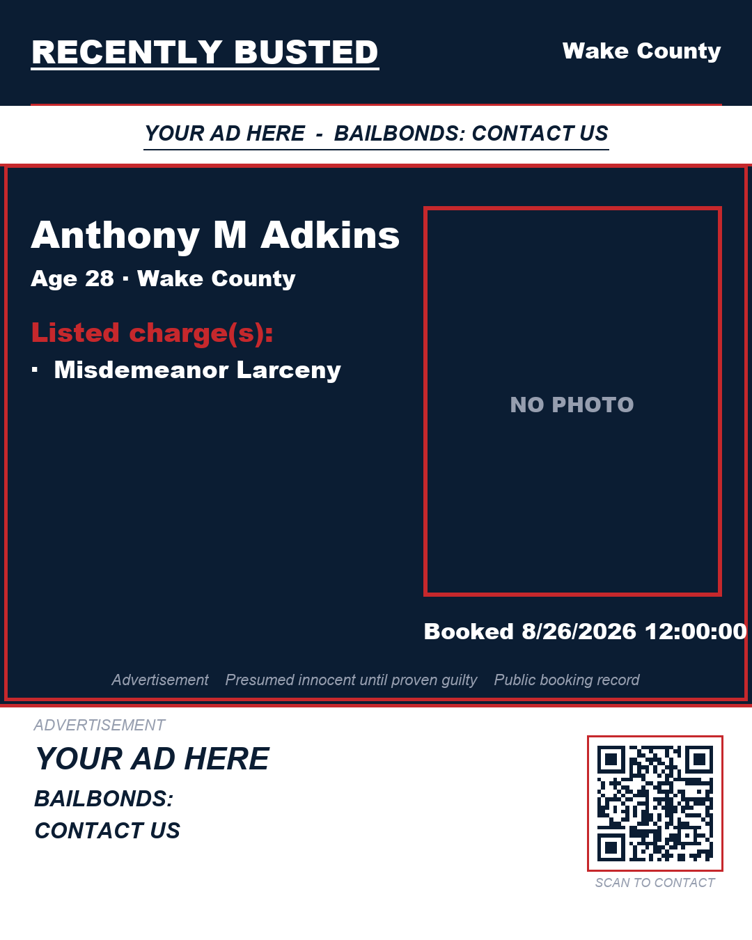 Arrest report - ANTHONY M ADKINS