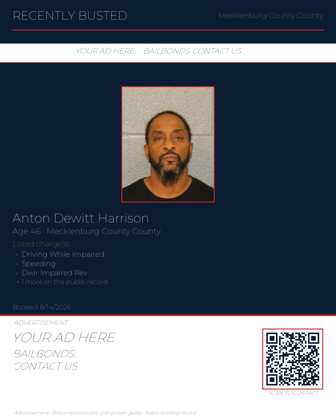 Arrest report - ANTON DEWITT HARRISON