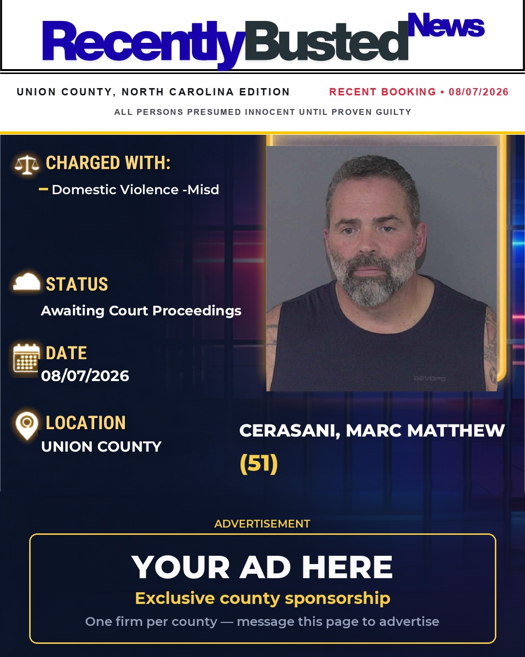 Arrest report - CERASANI, MARC MATTHEW