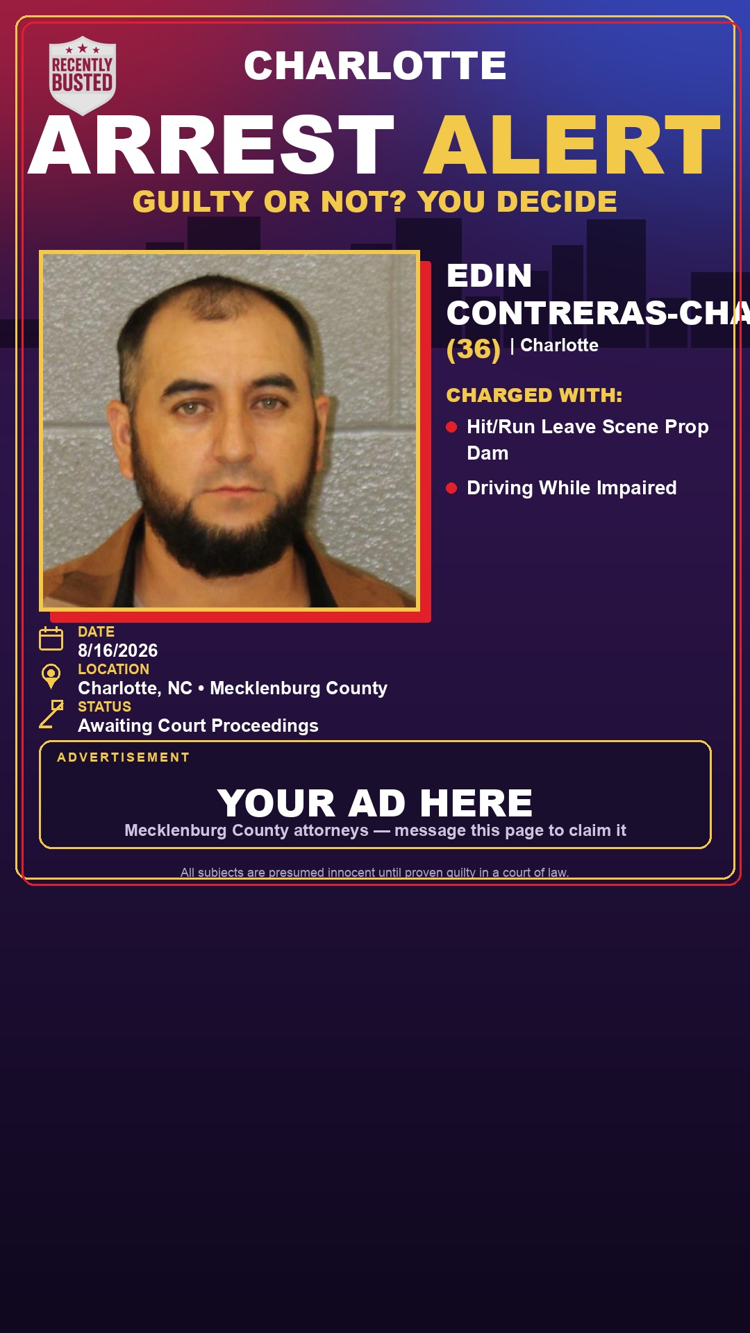 Arrest report - EDIN CONTRERAS-CHACON