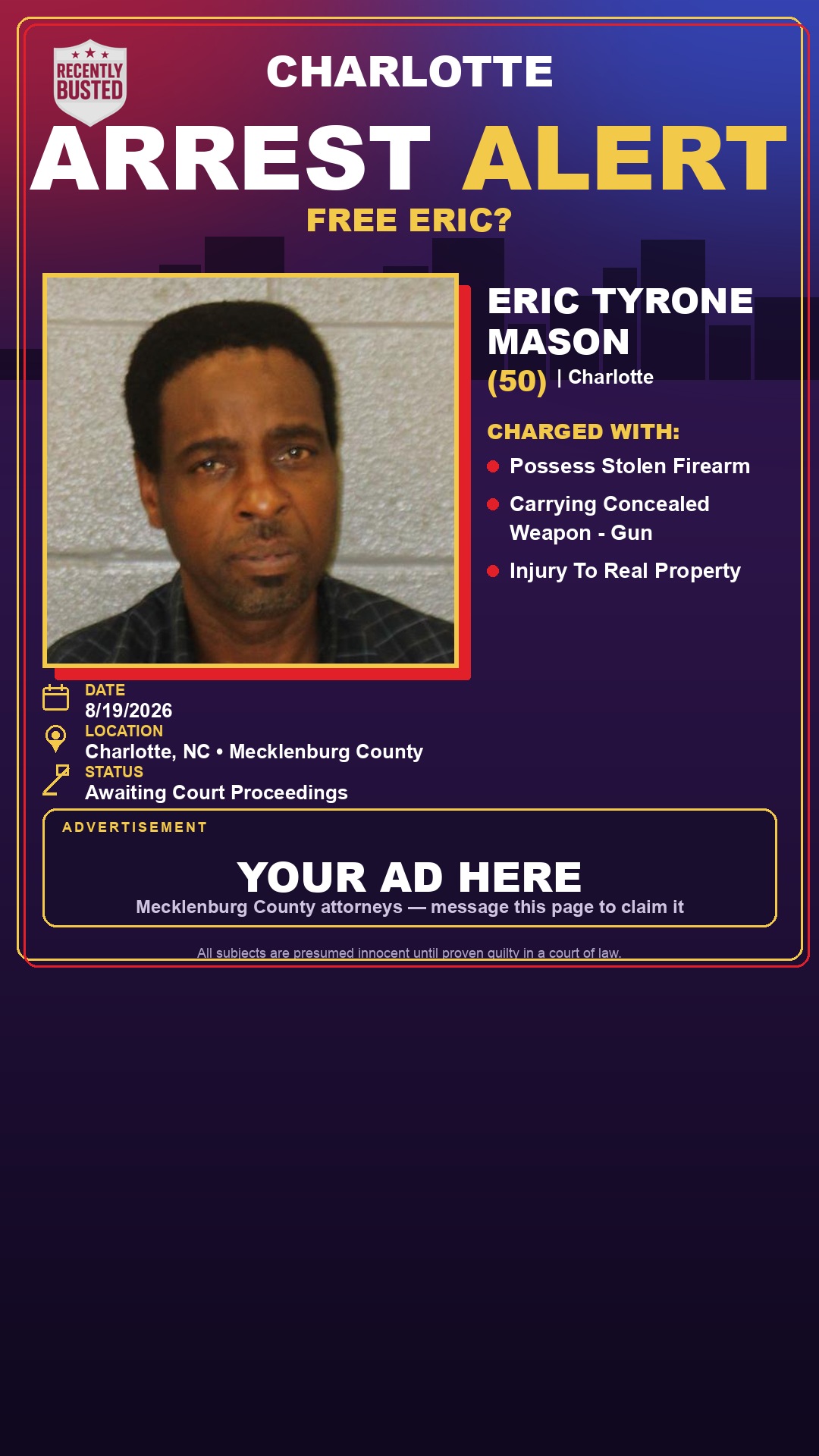 Arrest report - ERIC TYRONE MASON