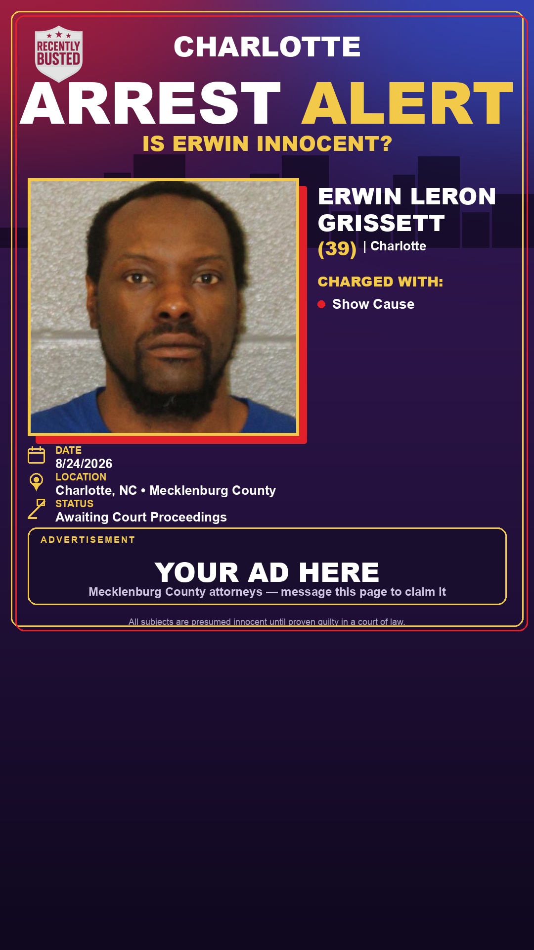Arrest report - ERWIN LERON GRISSETT