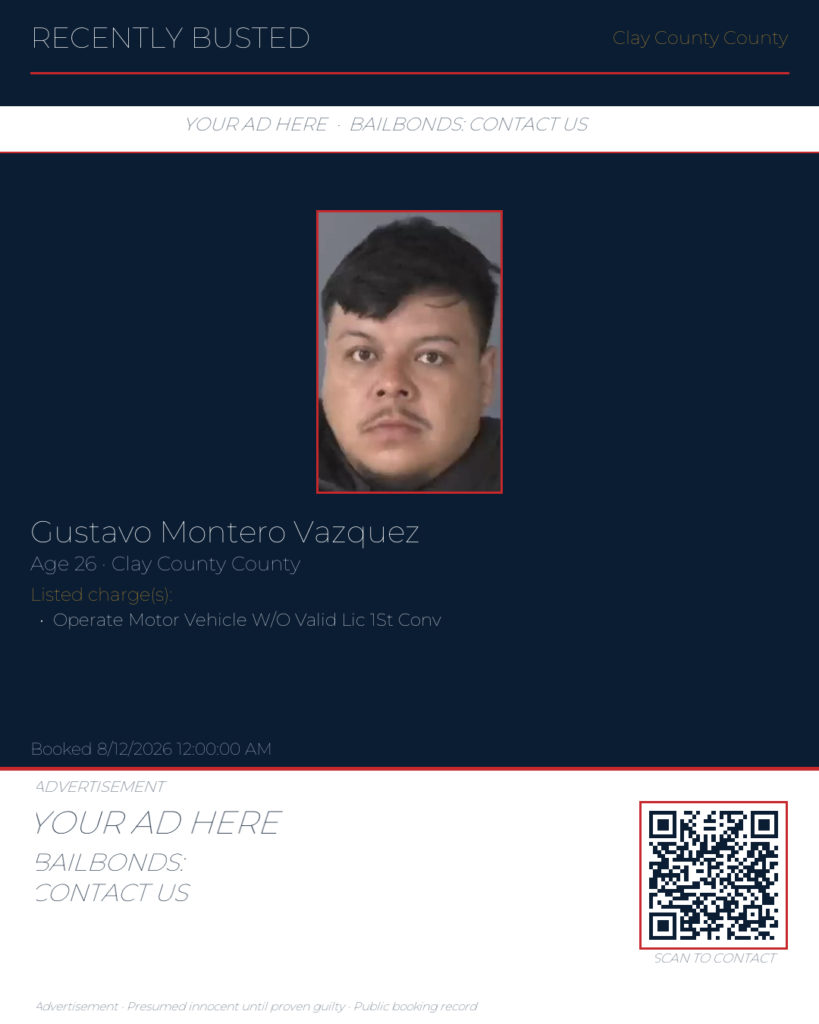 Arrest report — GUSTAVO MONTERO VAZQUEZ