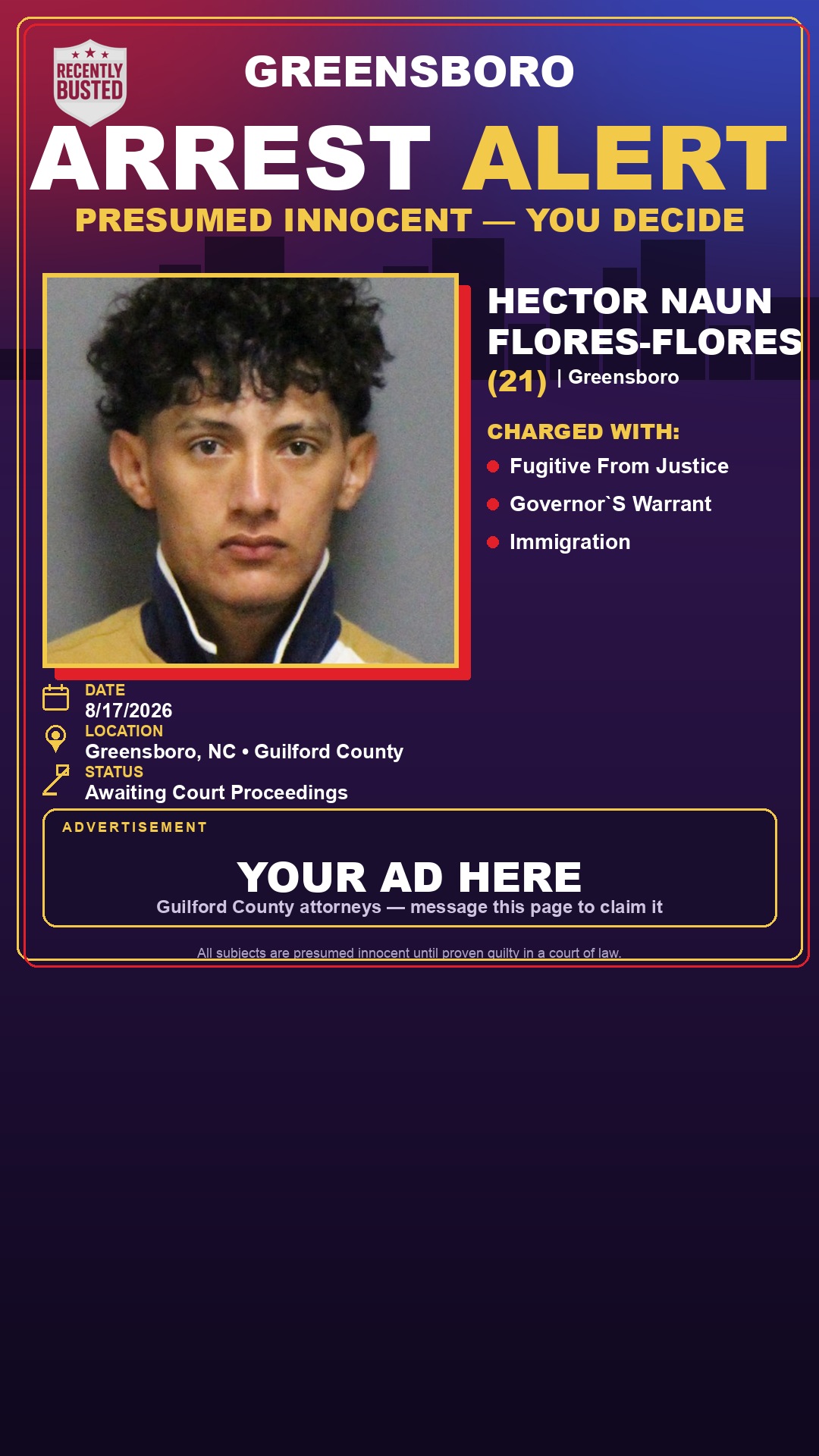 Arrest report - HECTOR NAUN FLORES-FLORES