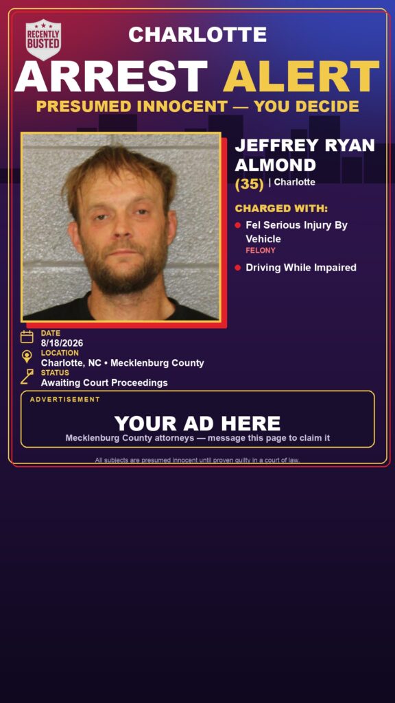 JEFFREY RYAN ALMOND — arrest record card, Recently Busted