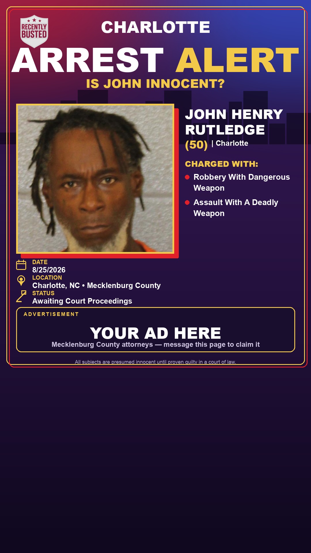 Arrest report - JOHN HENRY RUTLEDGE