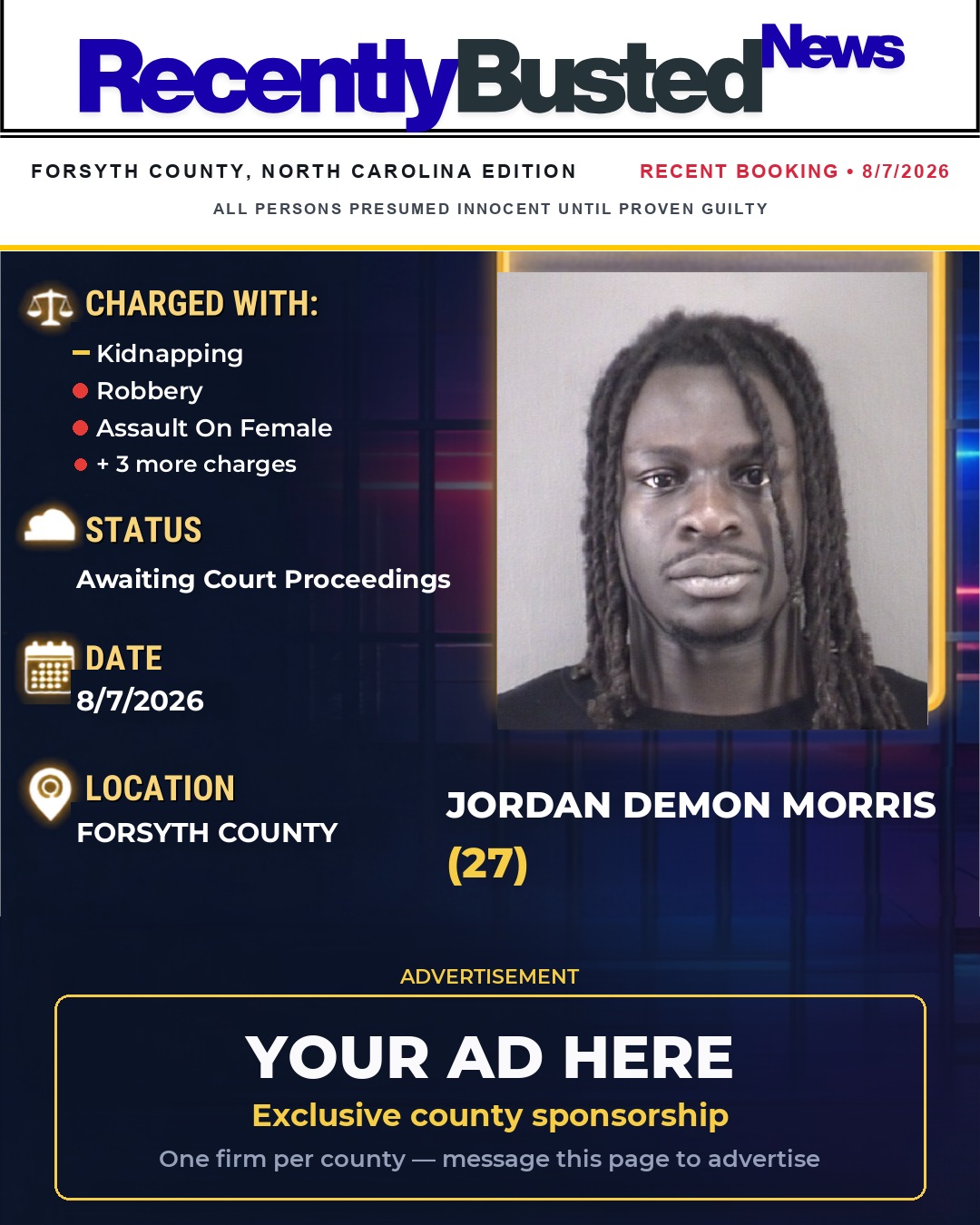 Arrest report - JORDAN DEMON MORRIS