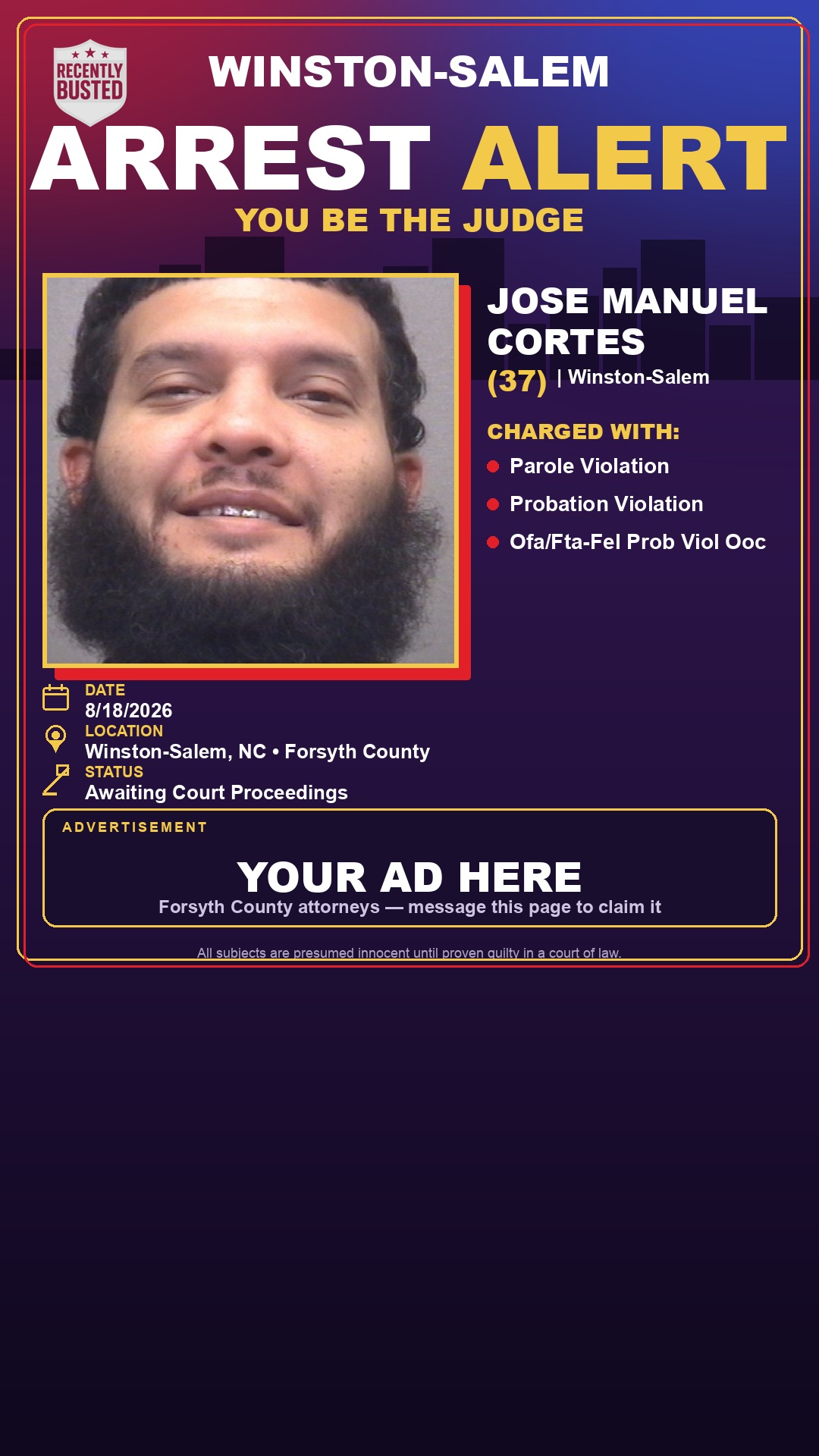 Arrest report - JOSE MANUEL CORTES