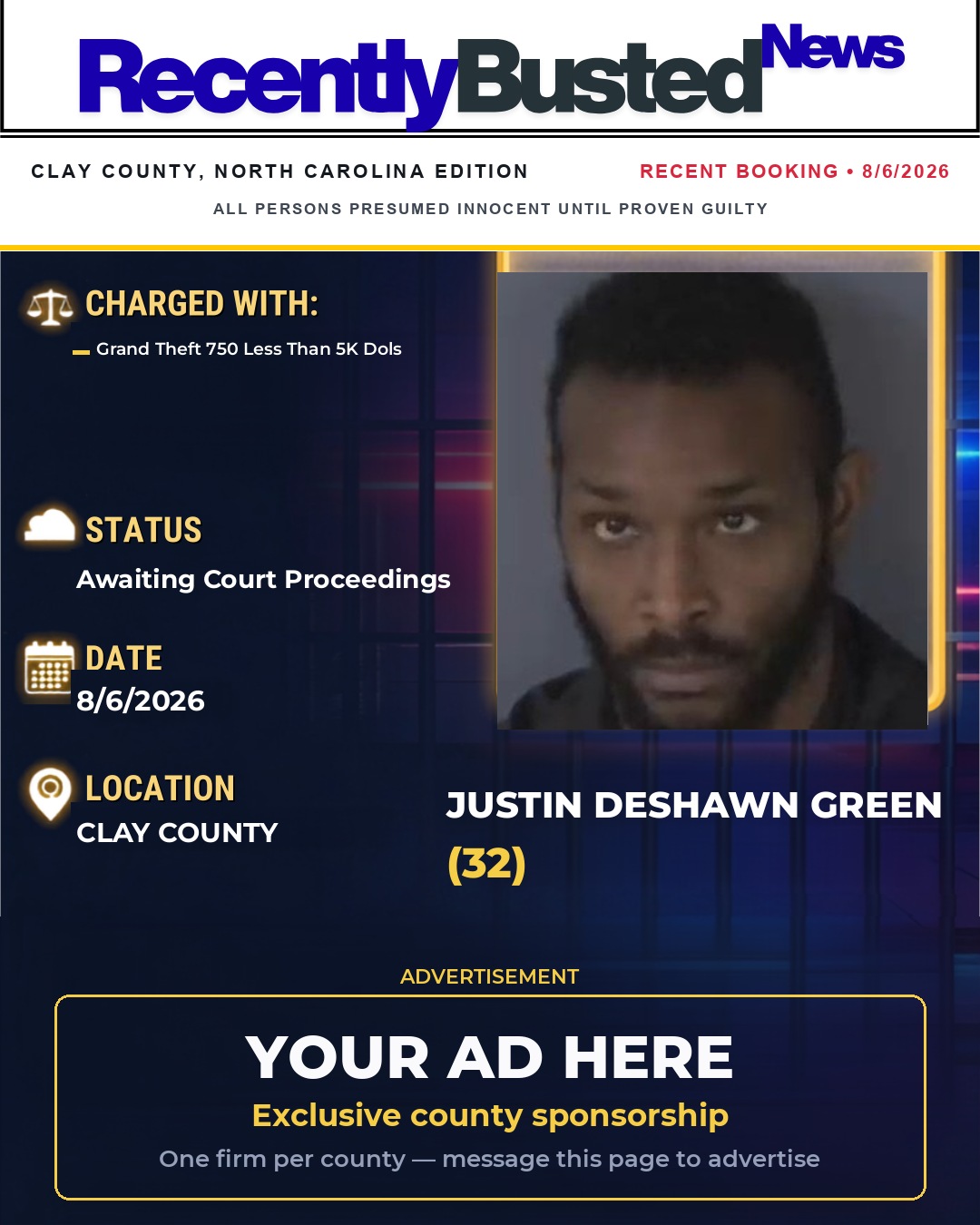 Arrest report - JUSTIN DESHAWN GREEN