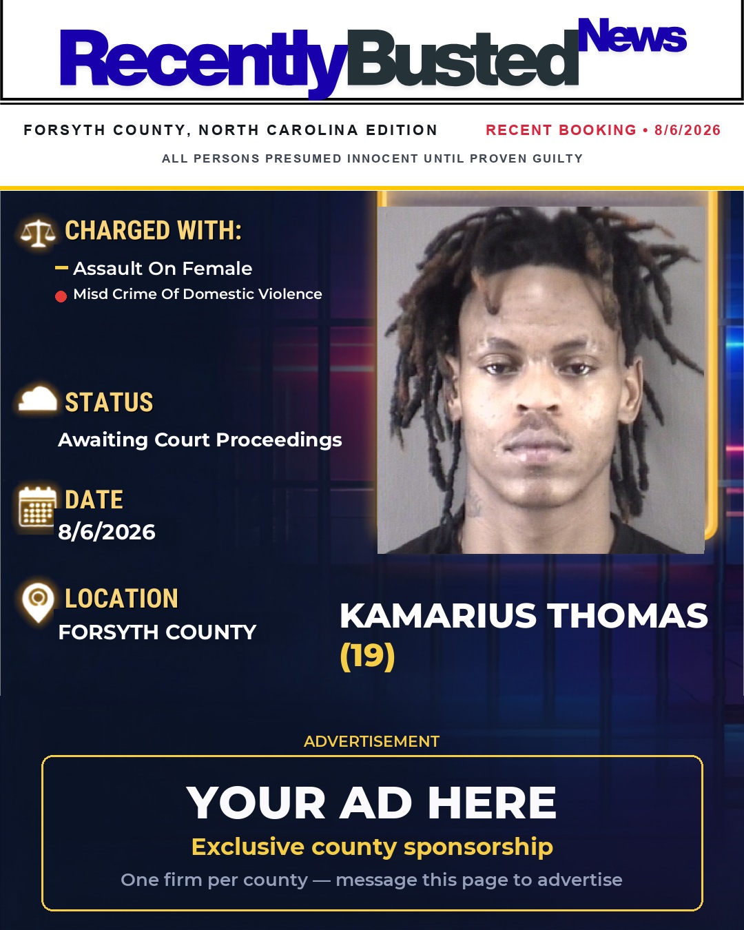 Arrest report - KAMARIUS THOMAS