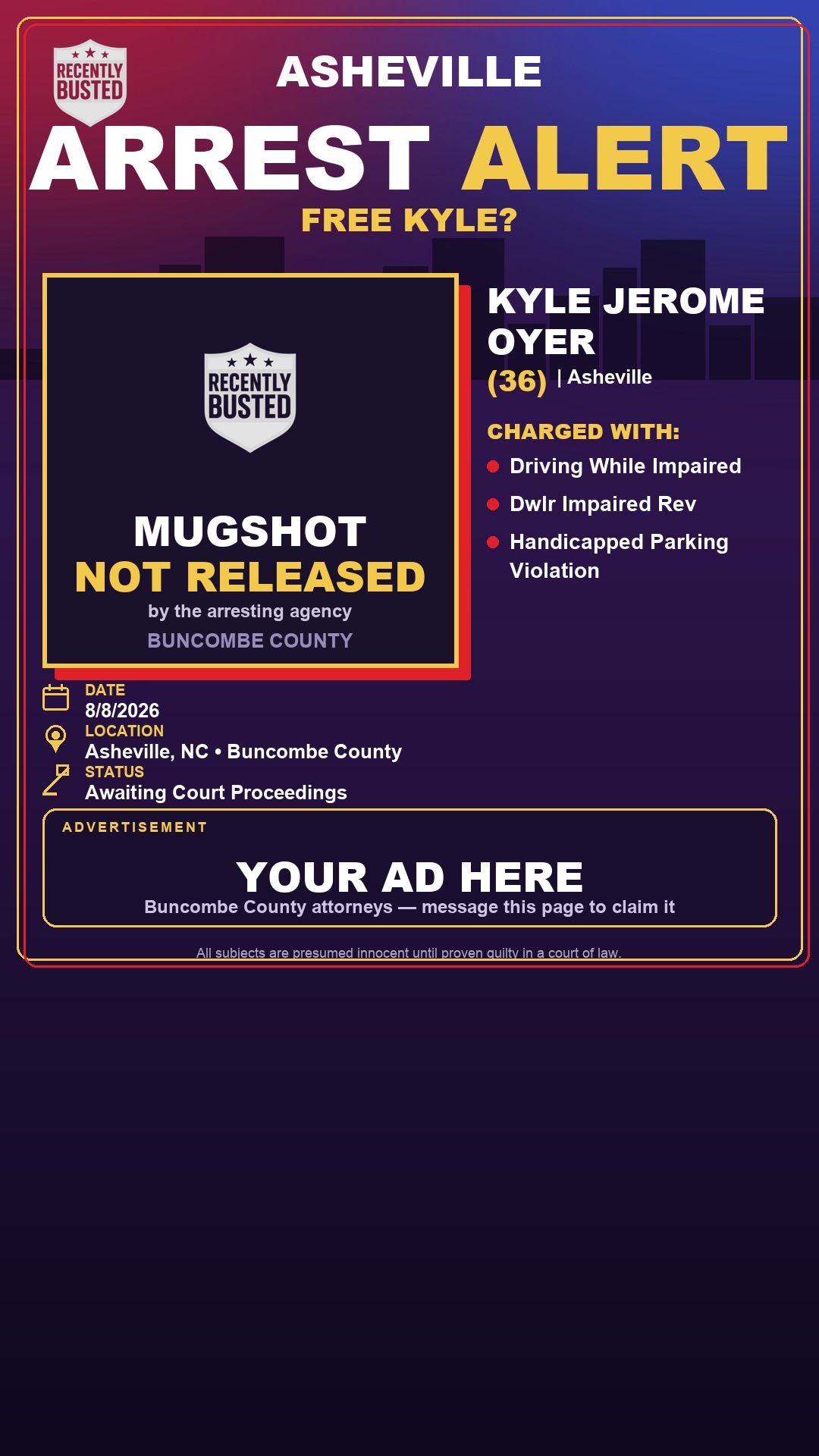 Arrest report - KYLE JEROME OYER