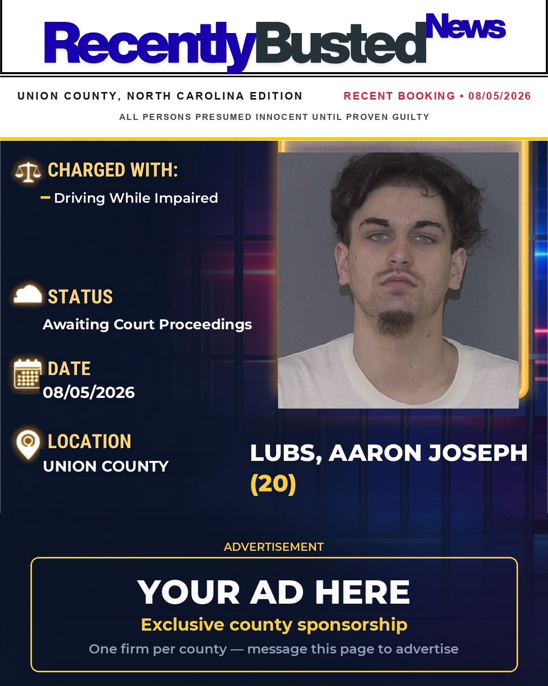Arrest report - LUBS, AARON JOSEPH