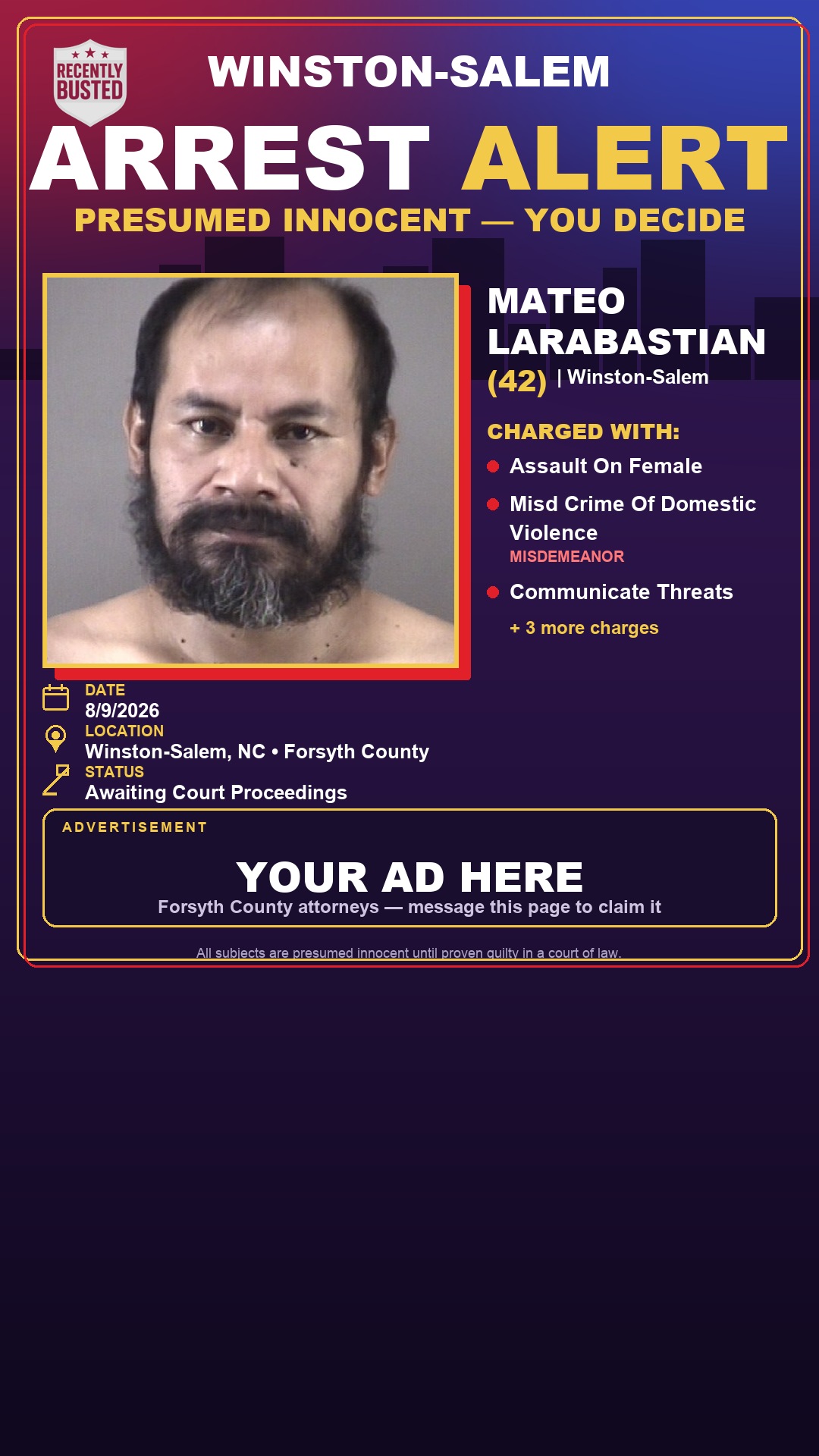 Arrest report - MATEO LARABASTIAN