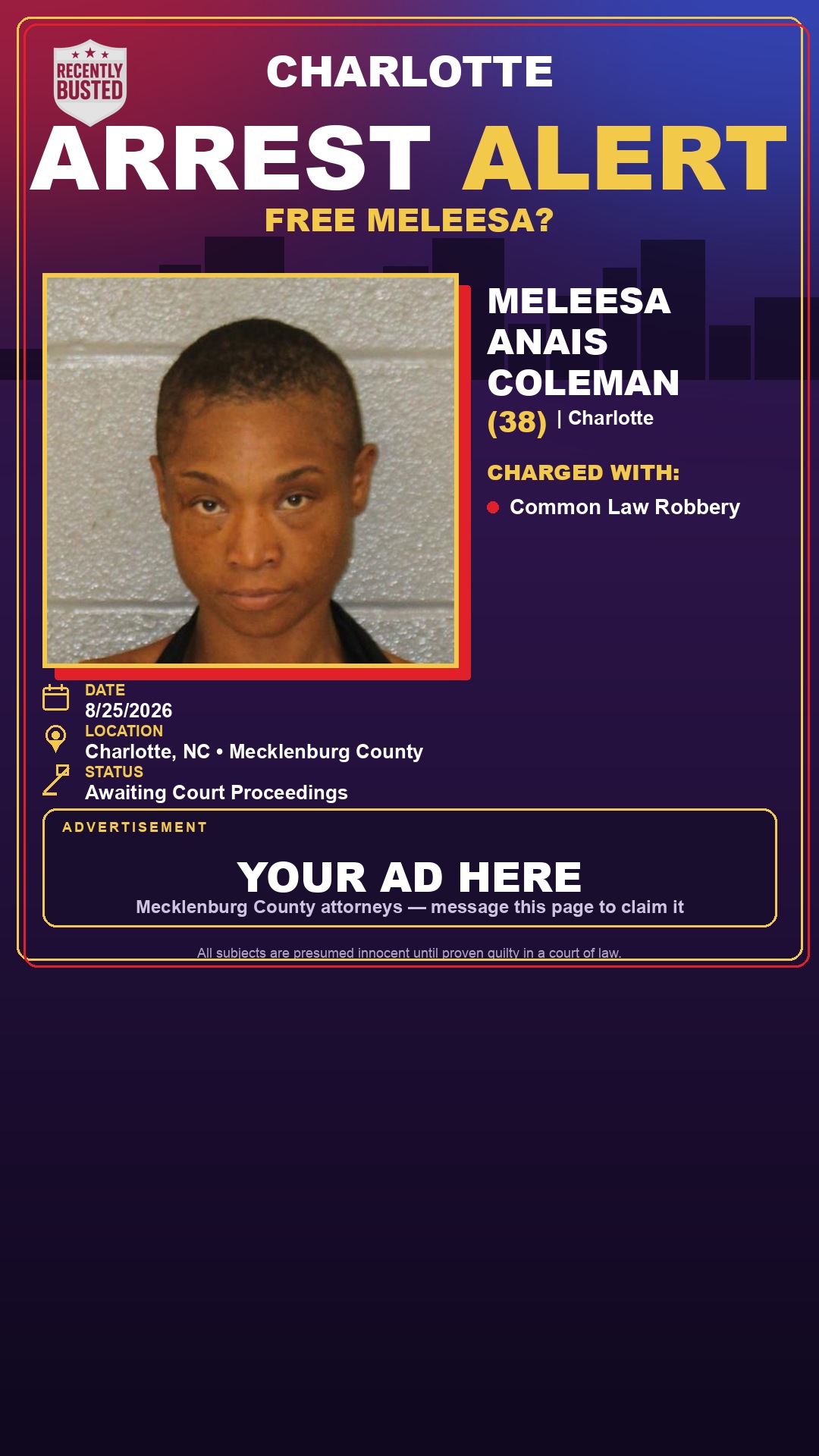 Arrest report - MELEESA ANAIS COLEMAN