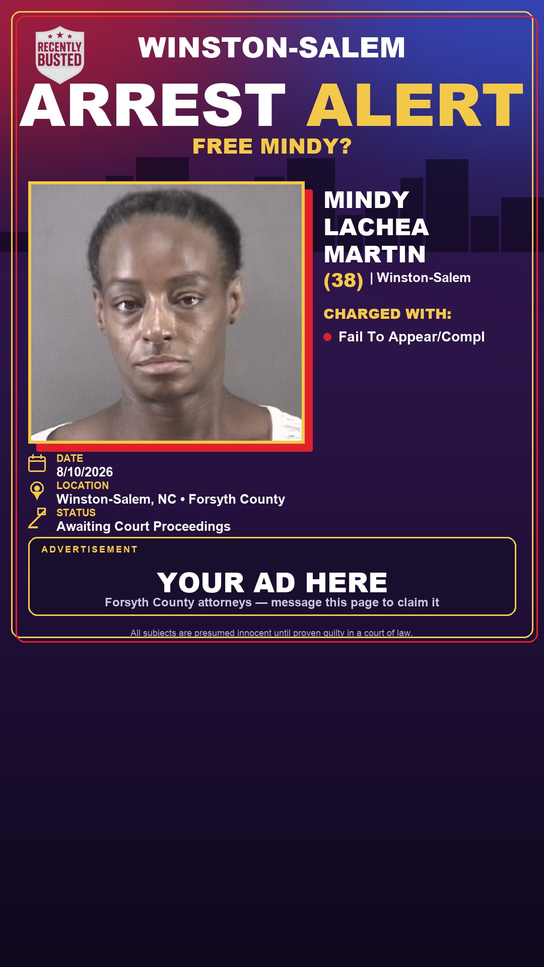 Arrest report - MINDY LACHEA MARTIN
