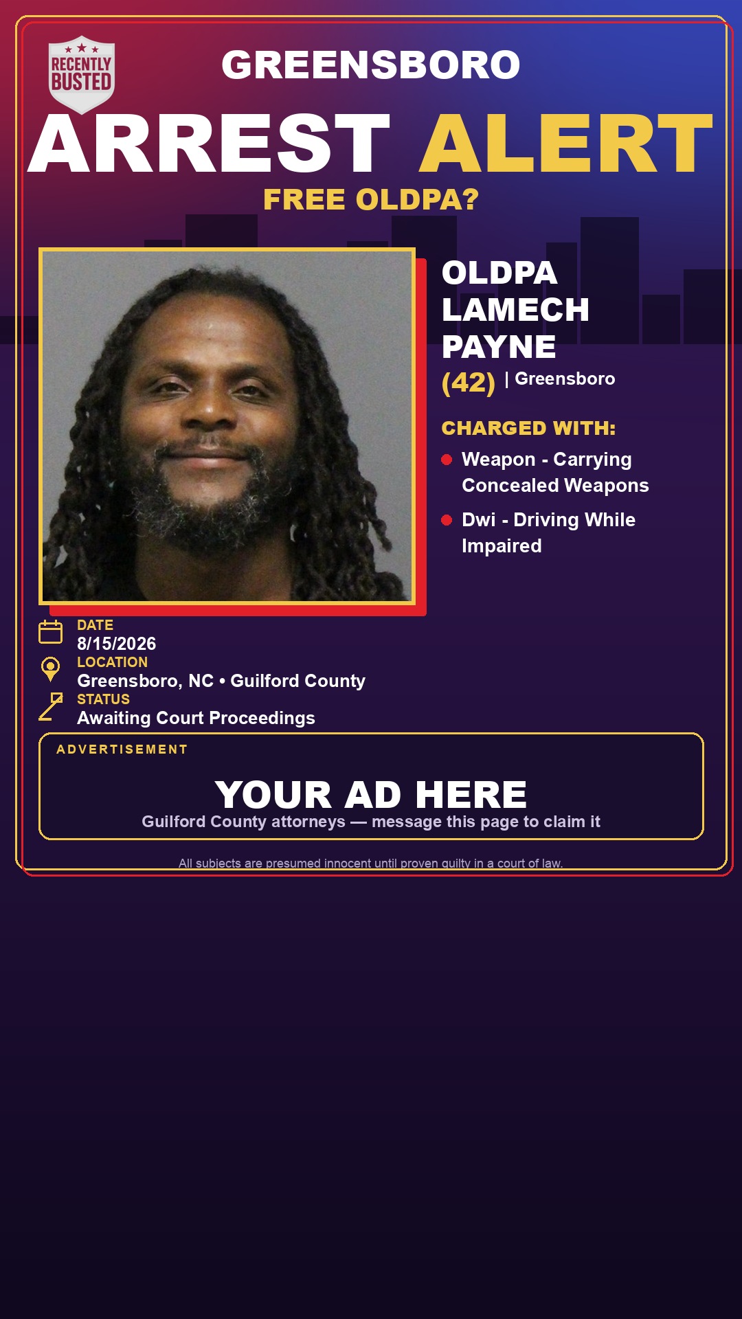 Arrest report - OLDPA LAMECH PAYNE