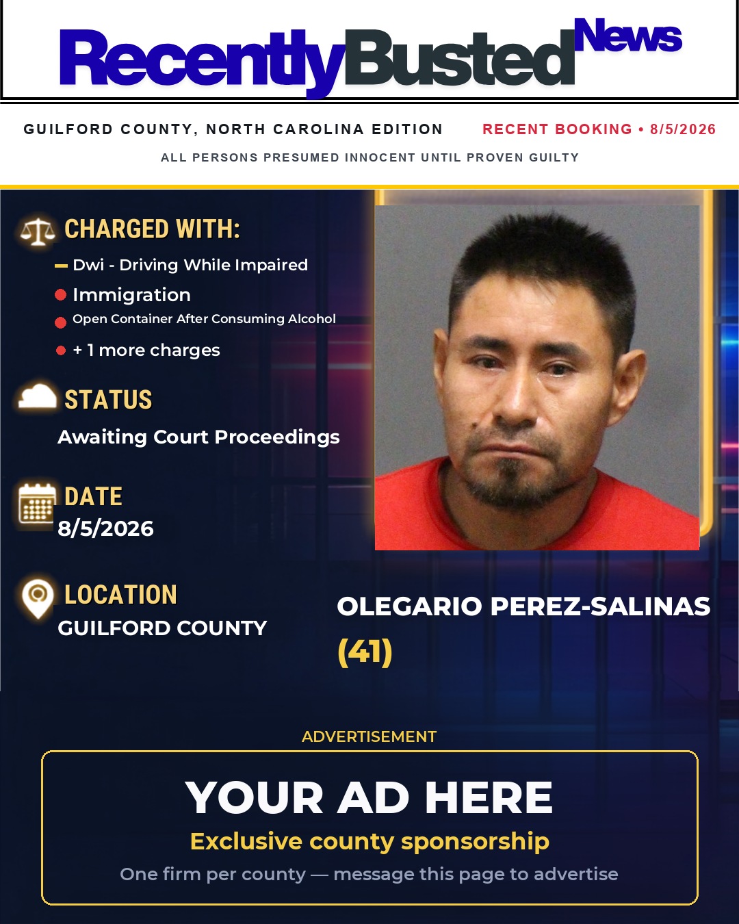 Arrest report - OLEGARIO PEREZ-SALINAS