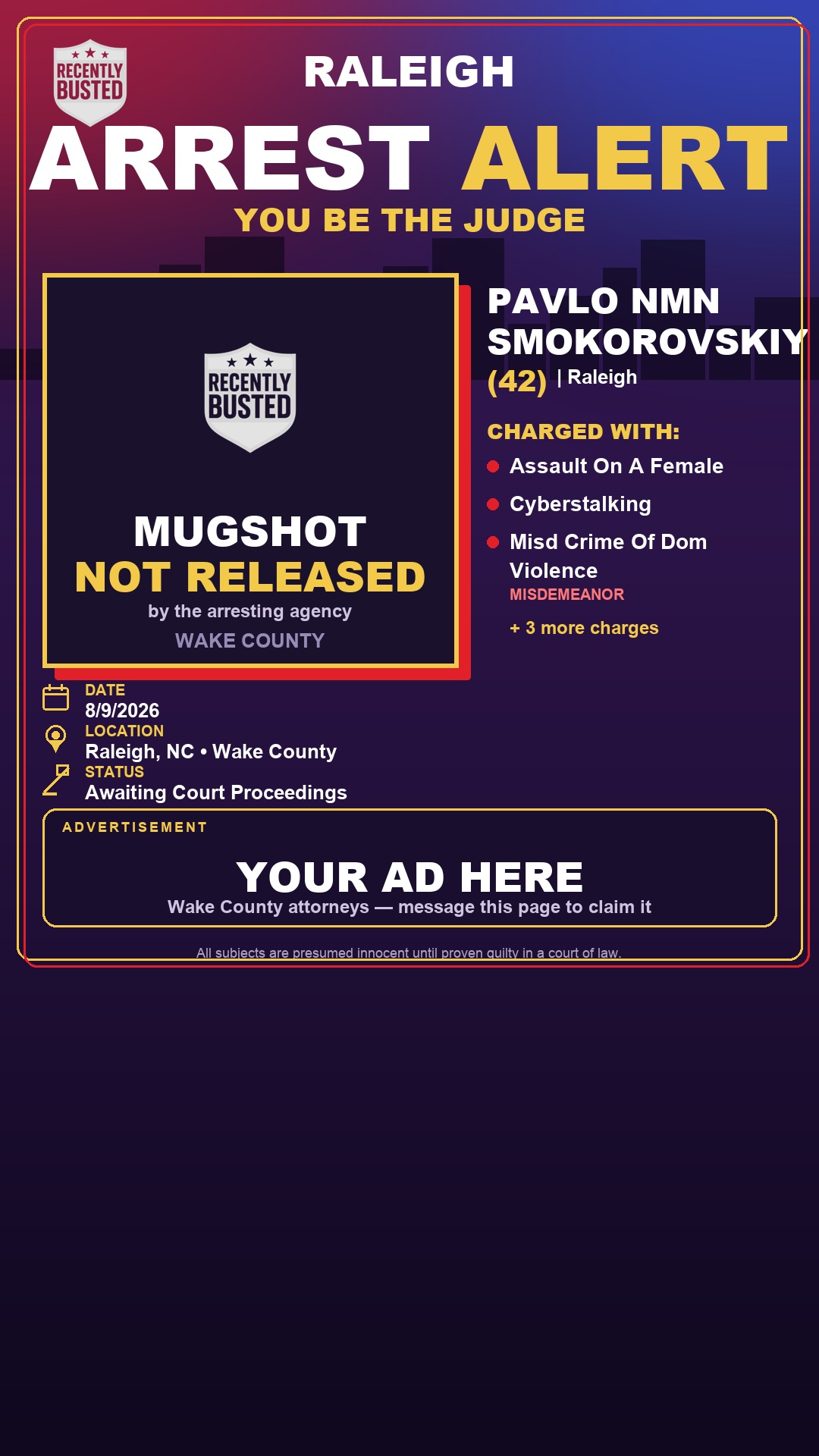 Arrest report - PAVLO NMN SMOKOROVSKIY