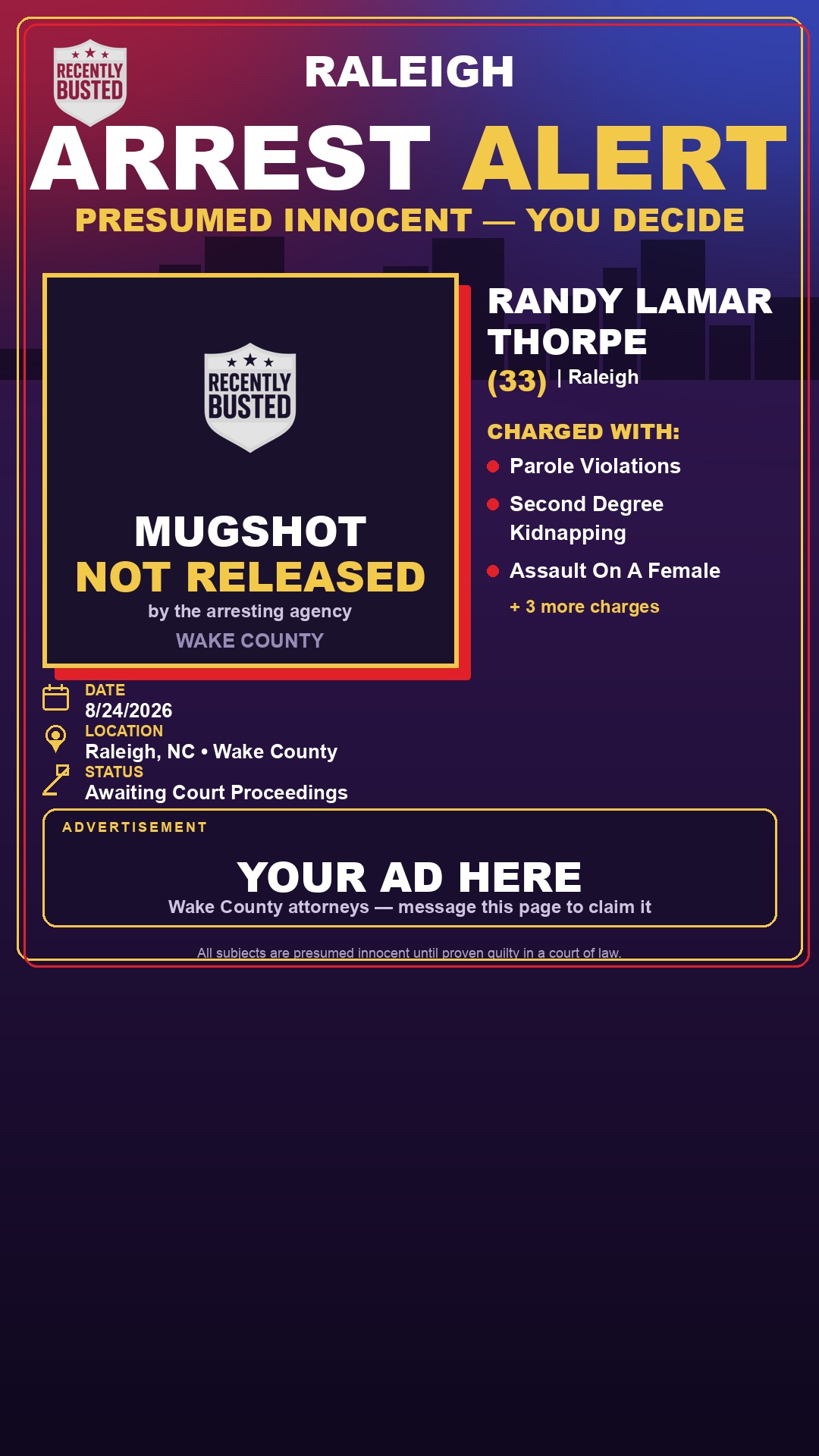 Arrest report - RANDY LAMAR THORPE
