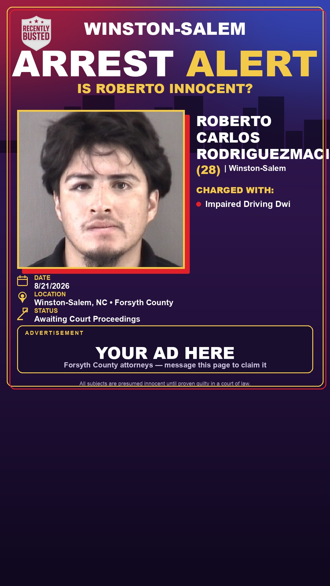 Arrest report - ROBERTO CARLOS RODRIGUEZMACIAS